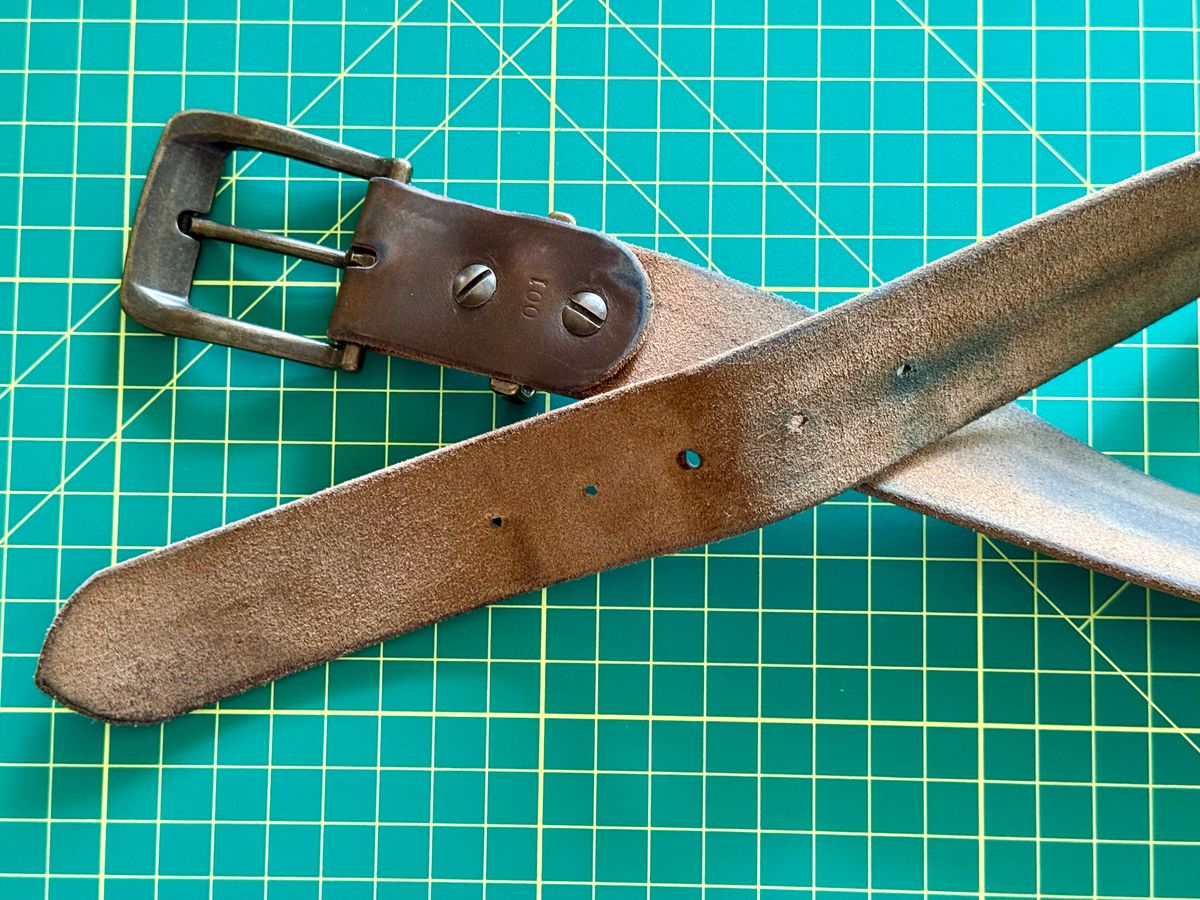 Photo by Mr_Fahrenheit451 on April 5, 2026 of the Self-Made Belt in Horween Dark Olive Chromexcel.