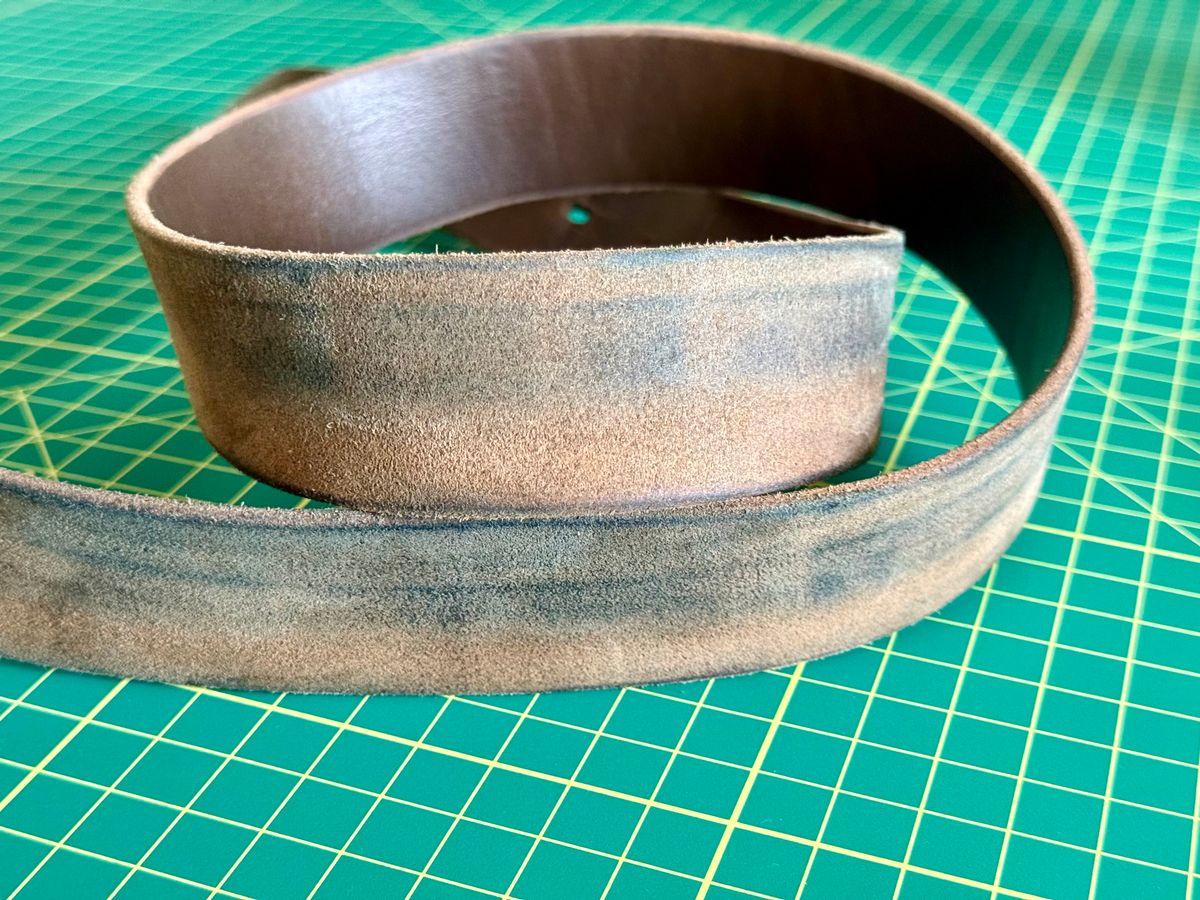 Photo by Mr_Fahrenheit451 on April 5, 2026 of the Self-Made Belt in Horween Dark Olive Chromexcel.