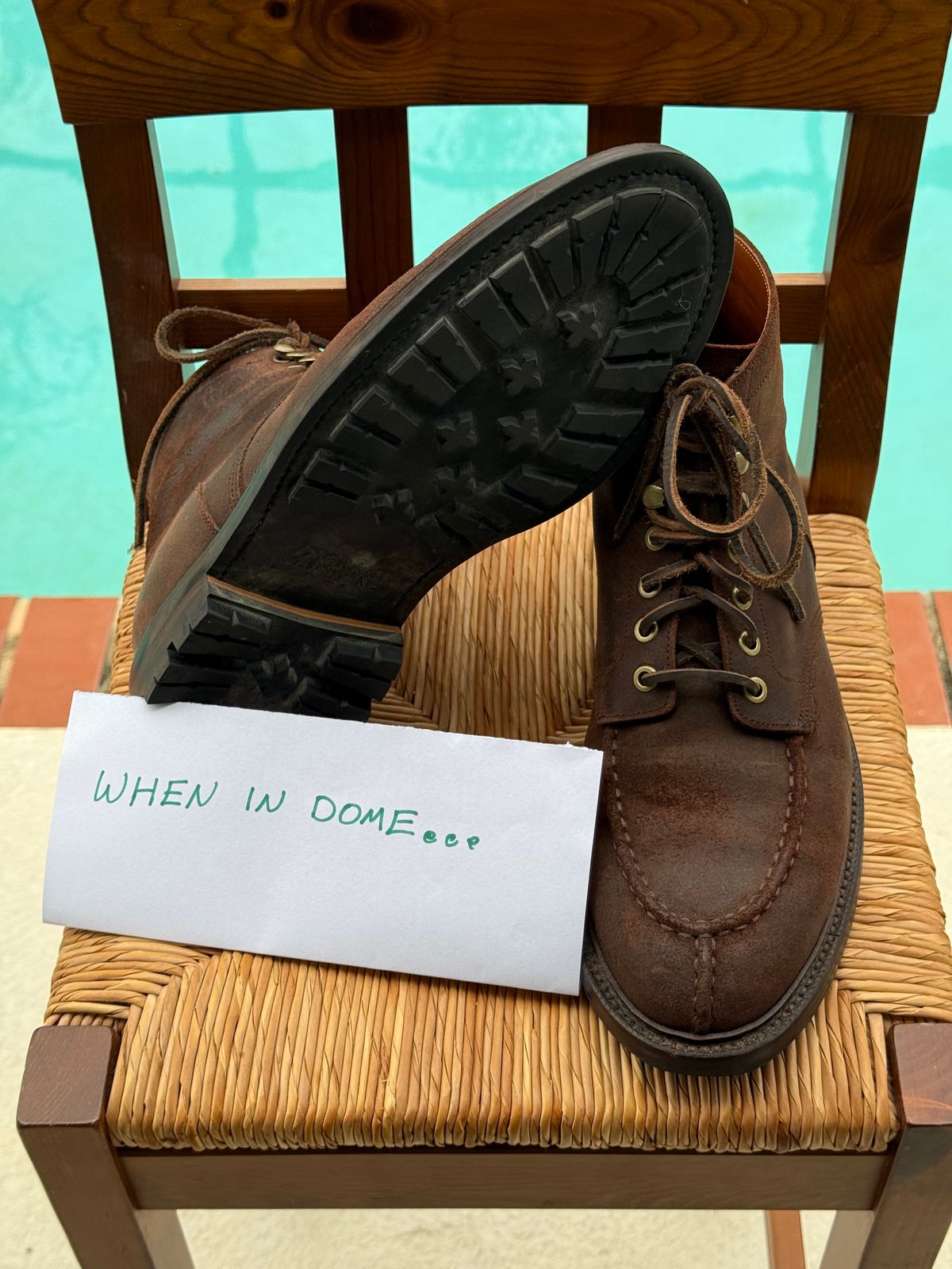 Photo by Mr_Fahrenheit451 on November 4, 2024 of the Grant Stone Ottawa Boot in C.F. Stead Tobacco Waxy Commander Suede.