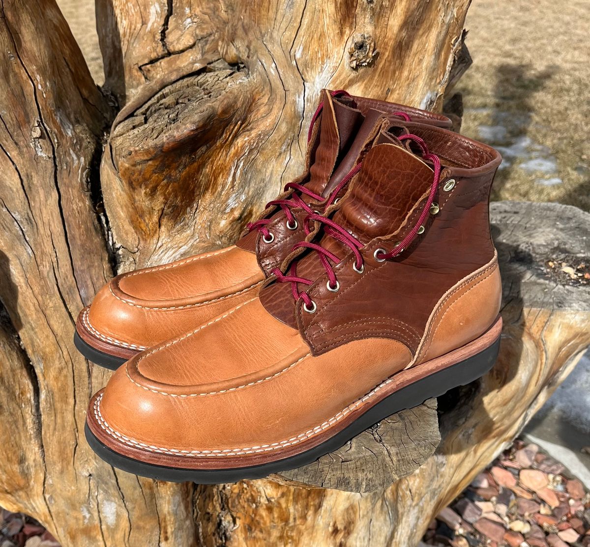 Photo by Gmetal64 on March 7, 2026 of the Nicks Moc Toe in Peanut Bison Over Nat Dub Light.