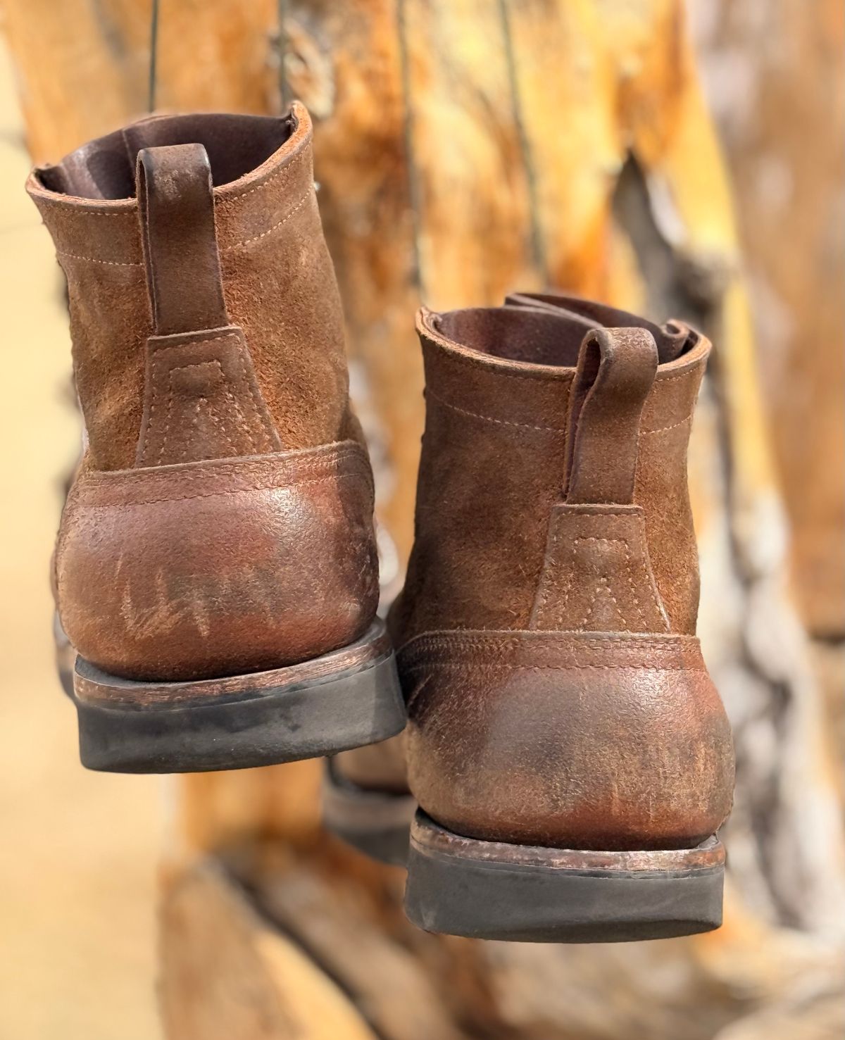 Photo by Gmetal64 on March 28, 2026 of the Nicks Moc Toe in 64 Brown Roughout Over Horween Ember Waxed Flesh.