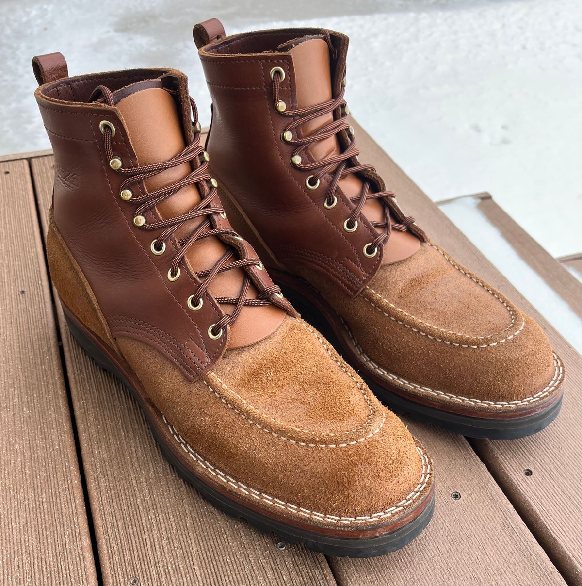 Photo by Gmetal64 on March 14, 2026 of the Nicks Nicks/ WedgeWork in Nicks 1964 Brown Smooth Over 1964 Tan Roughout.