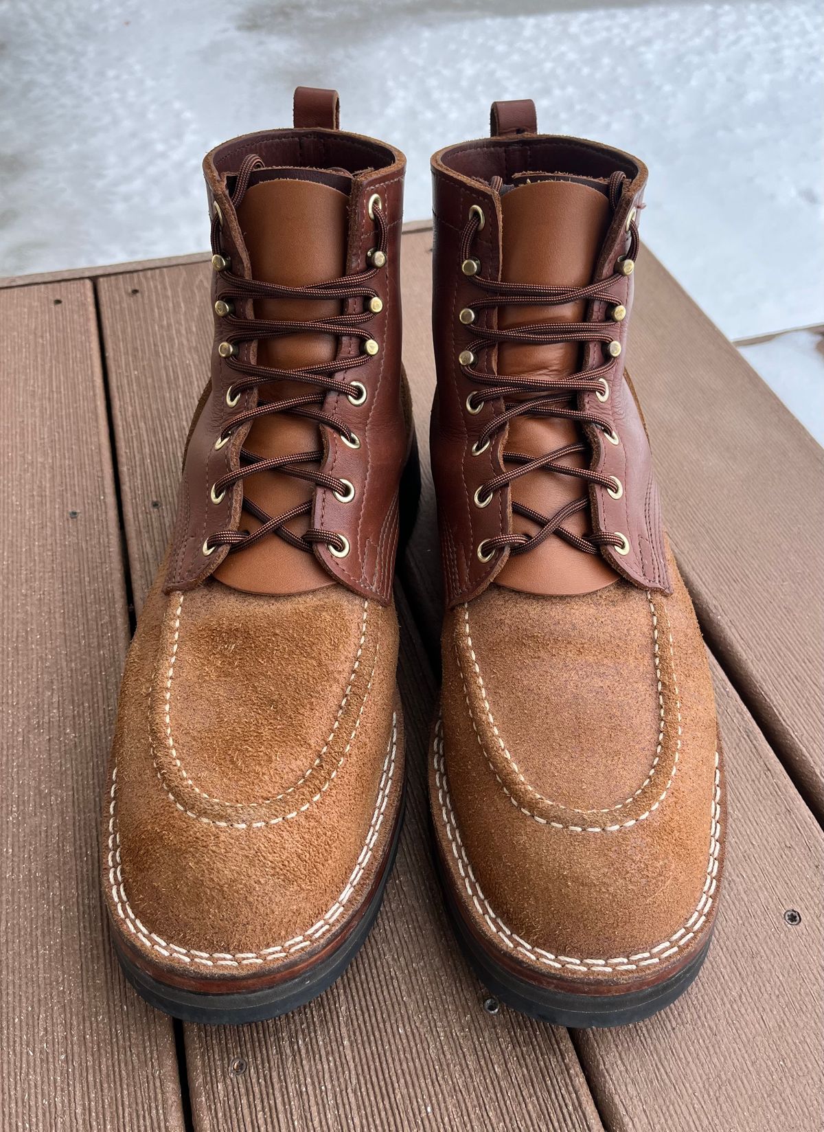 Photo by Gmetal64 on March 14, 2026 of the Nicks Nicks/ WedgeWork in Nicks 1964 Brown Smooth Over 1964 Tan Roughout.