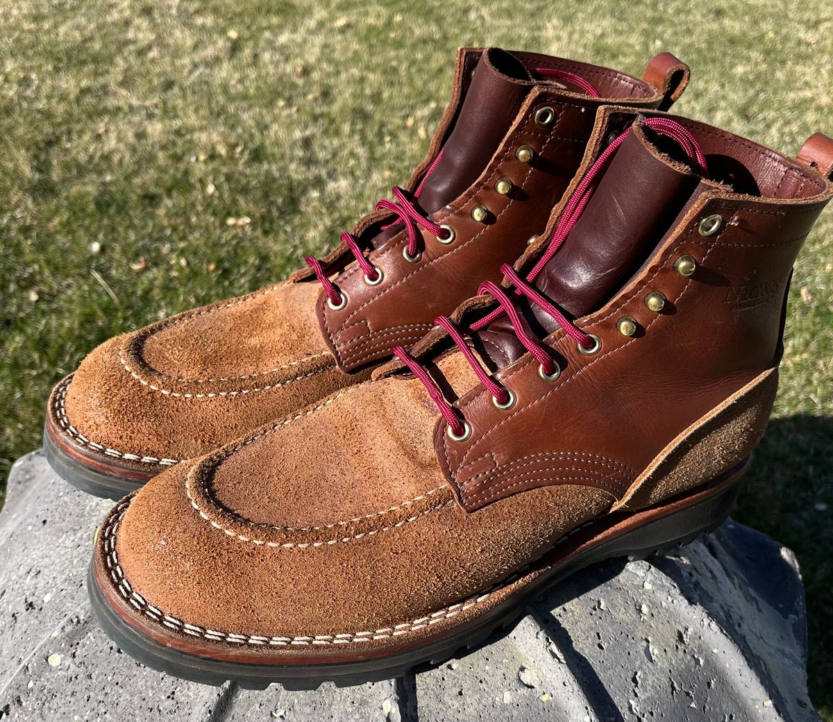 Photo by Gmetal64 on April 27, 2026 of the Nicks Nicks/ WedgeWork in Nicks 1964 Brown Smooth Over 1964 Tan Roughout.