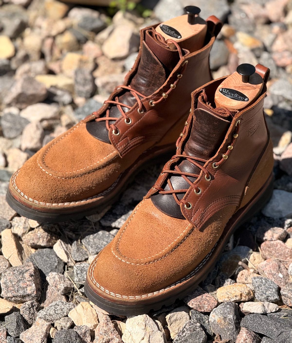 Photo by Gmetal64 on June 6, 2026 of the Nicks Nicks/ WedgeWork in Nicks 1964 Brown Smooth Over 1964 Tan Roughout.