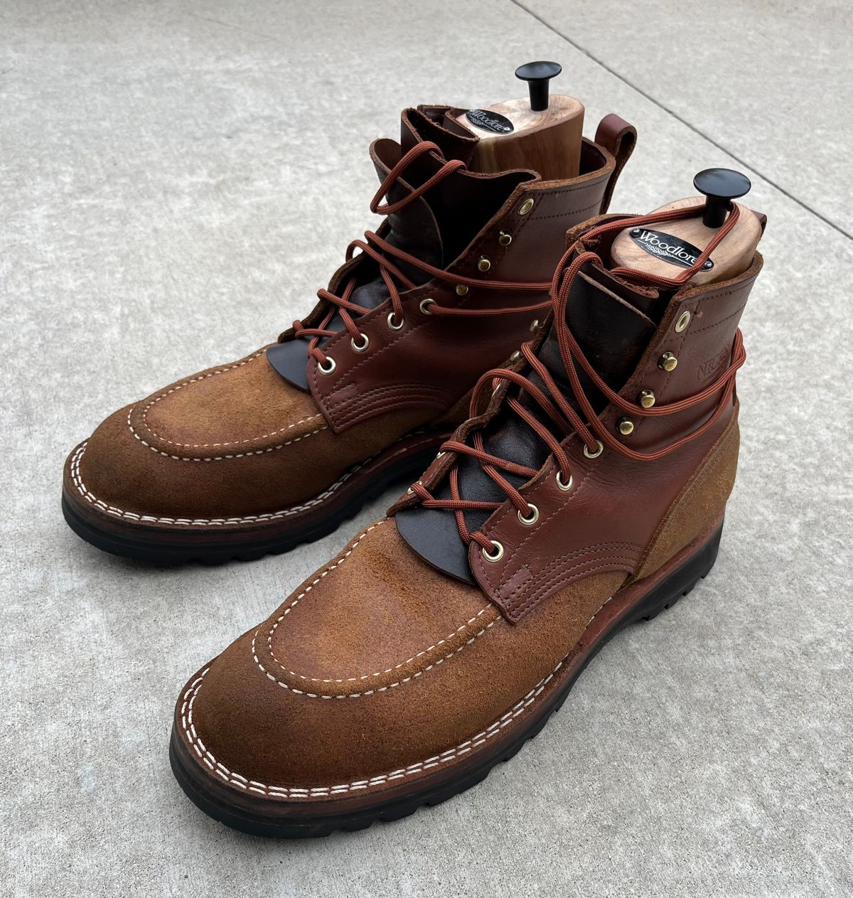 Photo by Gmetal64 on July 3, 2026 of the Nicks Nicks/ WedgeWork in Nicks 1964 Brown Smooth Over 1964 Tan Roughout.