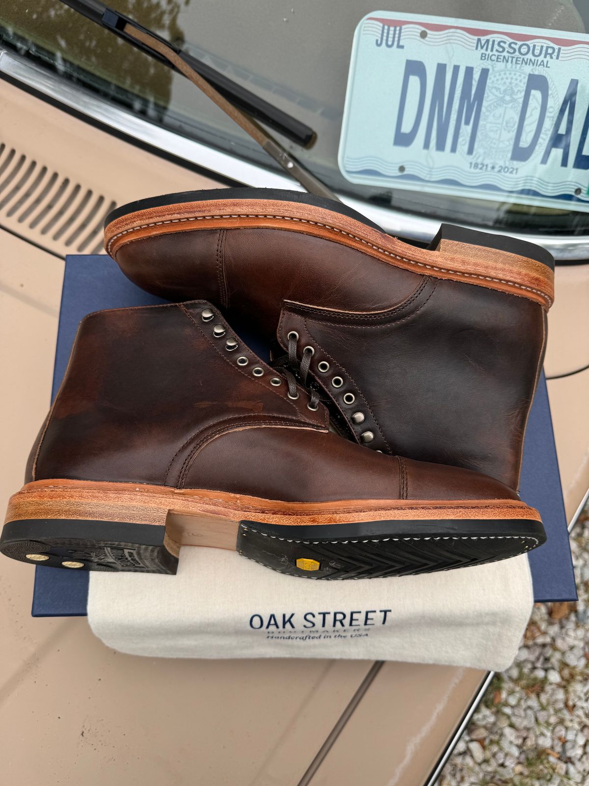 Photo by missouridenimdad on September 24, 2024 of the Oak Street Bootmakers Lakeshore Boot in Horween Brown Nut Dublin.