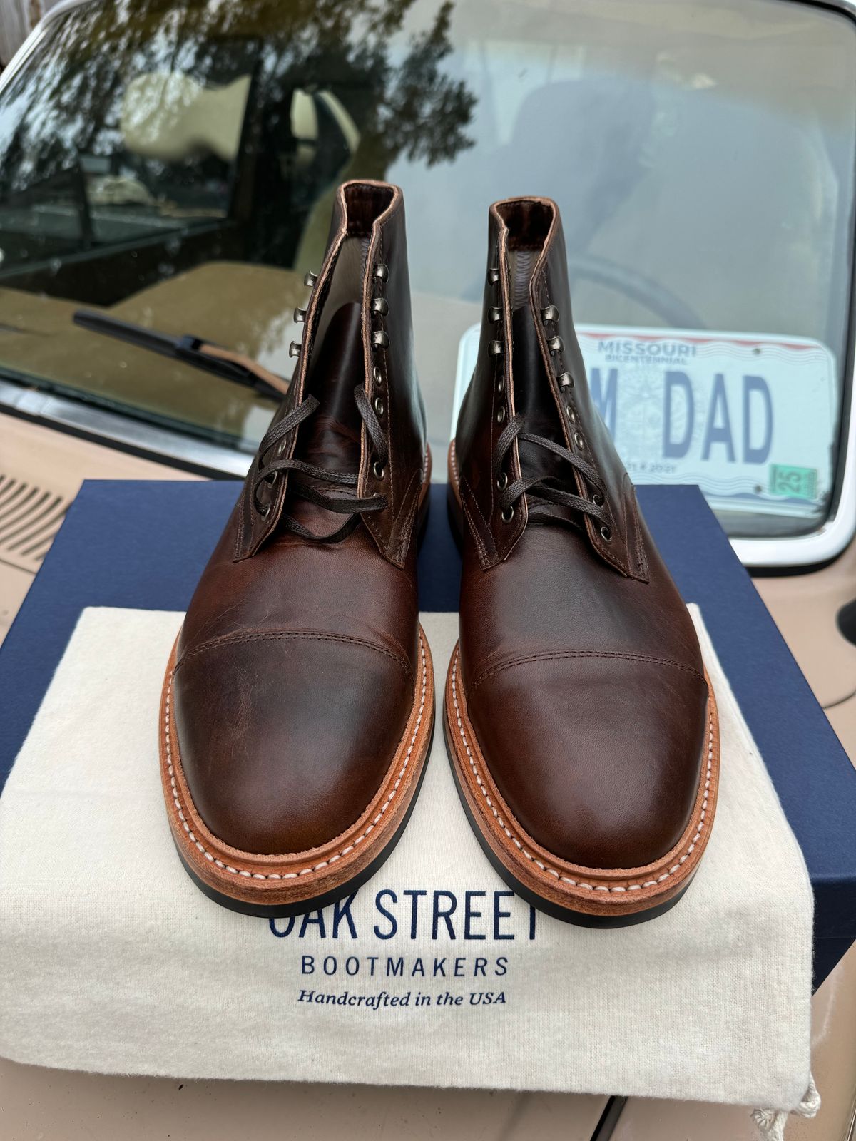 Photo by missouridenimdad on September 24, 2024 of the Oak Street Bootmakers Lakeshore Boot in Horween Brown Nut Dublin.