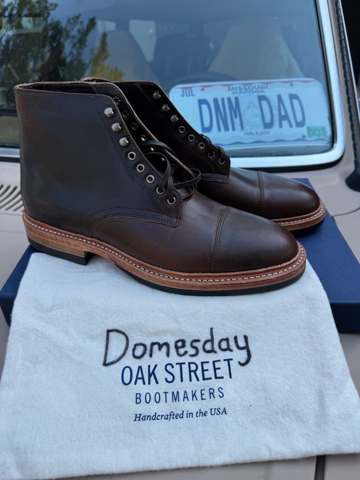 Photo by missouridenimdad on October 1, 2024 of the Oak Street Bootmakers Lakeshore Boot in Horween Brown Nut Dublin.