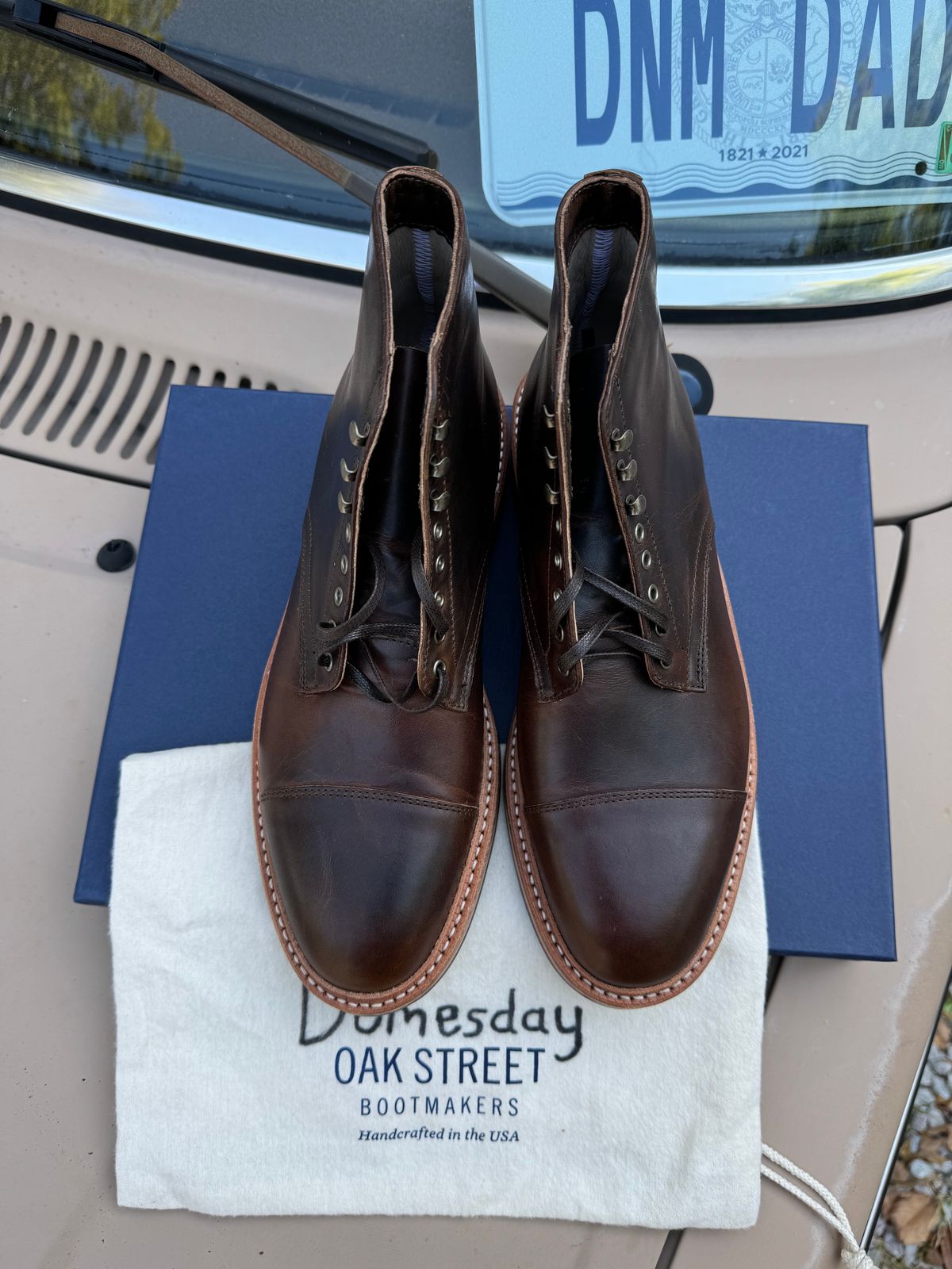 Photo by missouridenimdad on October 1, 2024 of the Oak Street Bootmakers Lakeshore Boot in Horween Brown Nut Dublin.