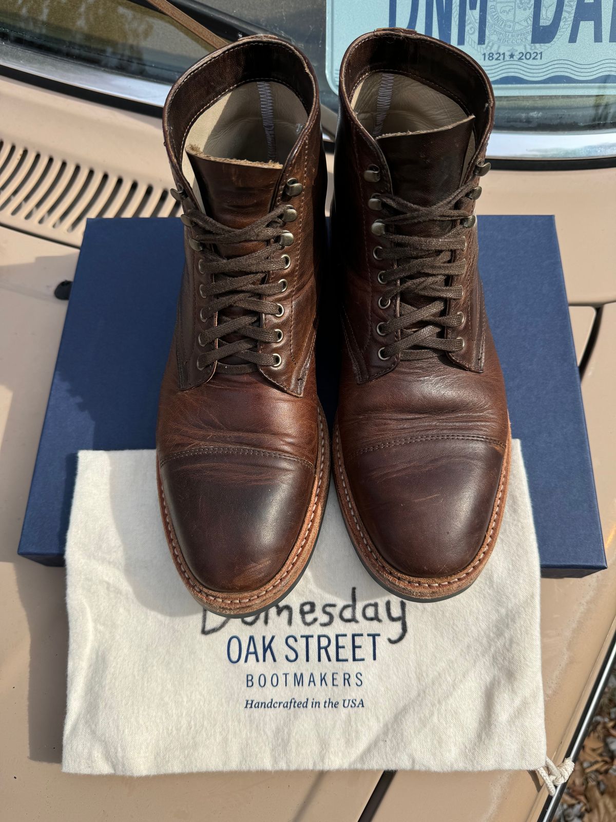 Photo by missouridenimdad on October 28, 2024 of the Oak Street Bootmakers Lakeshore Boot in Horween Brown Nut Dublin.