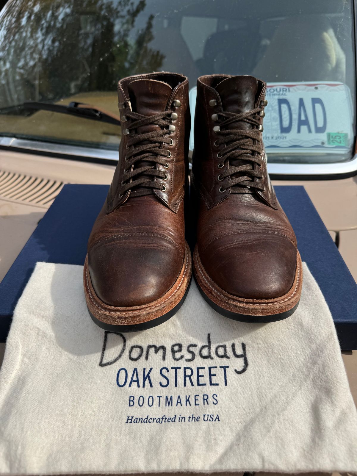 Photo by missouridenimdad on November 2, 2024 of the Oak Street Bootmakers Lakeshore Boot in Horween Brown Nut Dublin.
