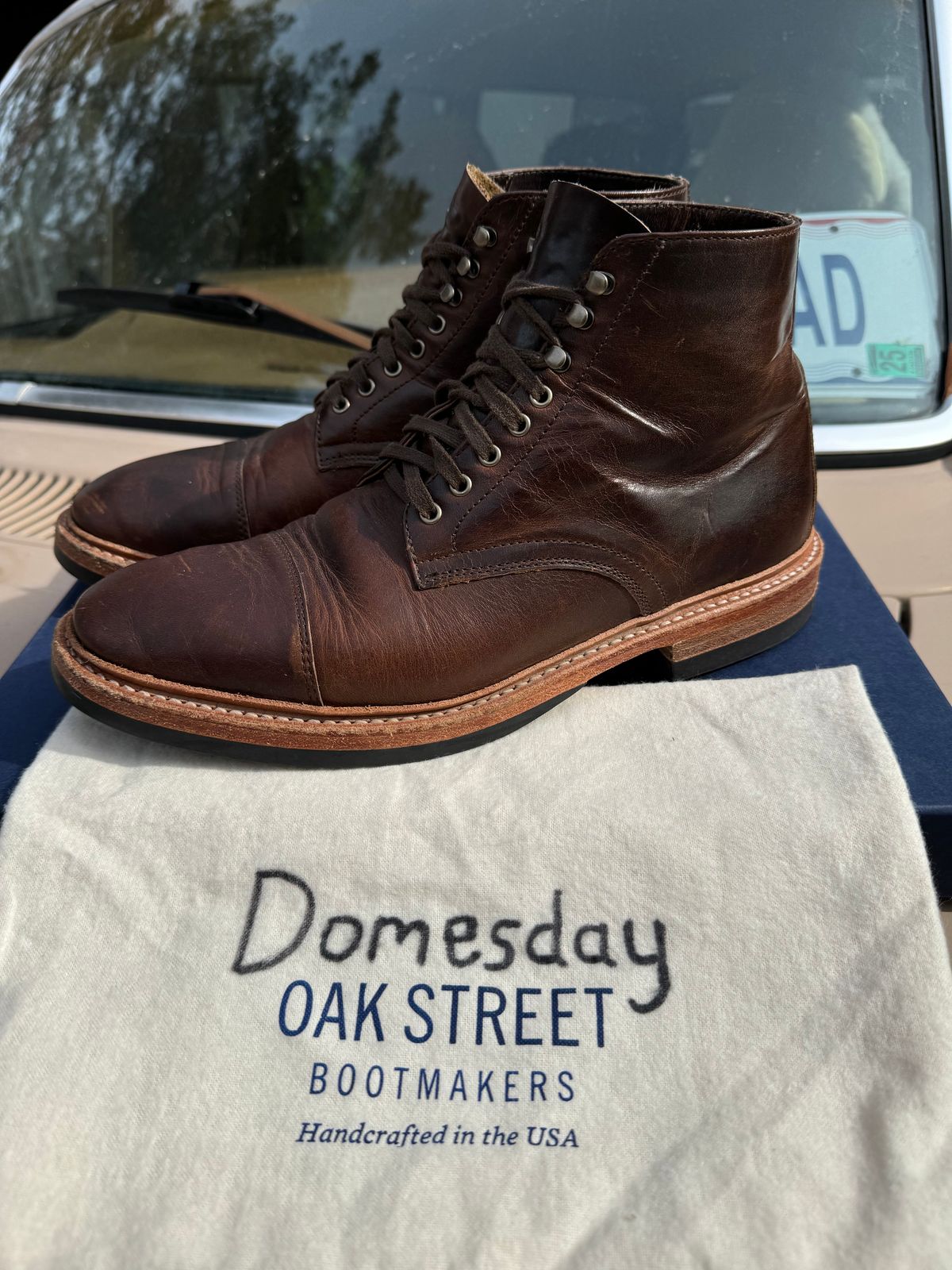 Photo by missouridenimdad on November 2, 2024 of the Oak Street Bootmakers Lakeshore Boot in Horween Brown Nut Dublin.