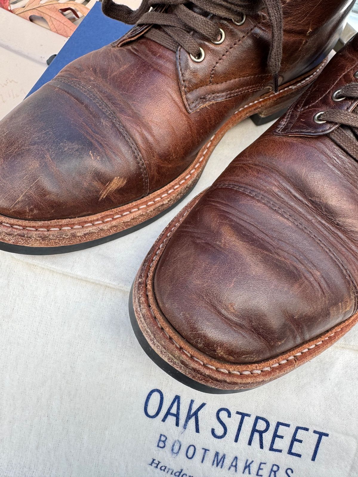 Photo by missouridenimdad on December 1, 2024 of the Oak Street Bootmakers Lakeshore Boot in Horween Brown Nut Dublin.