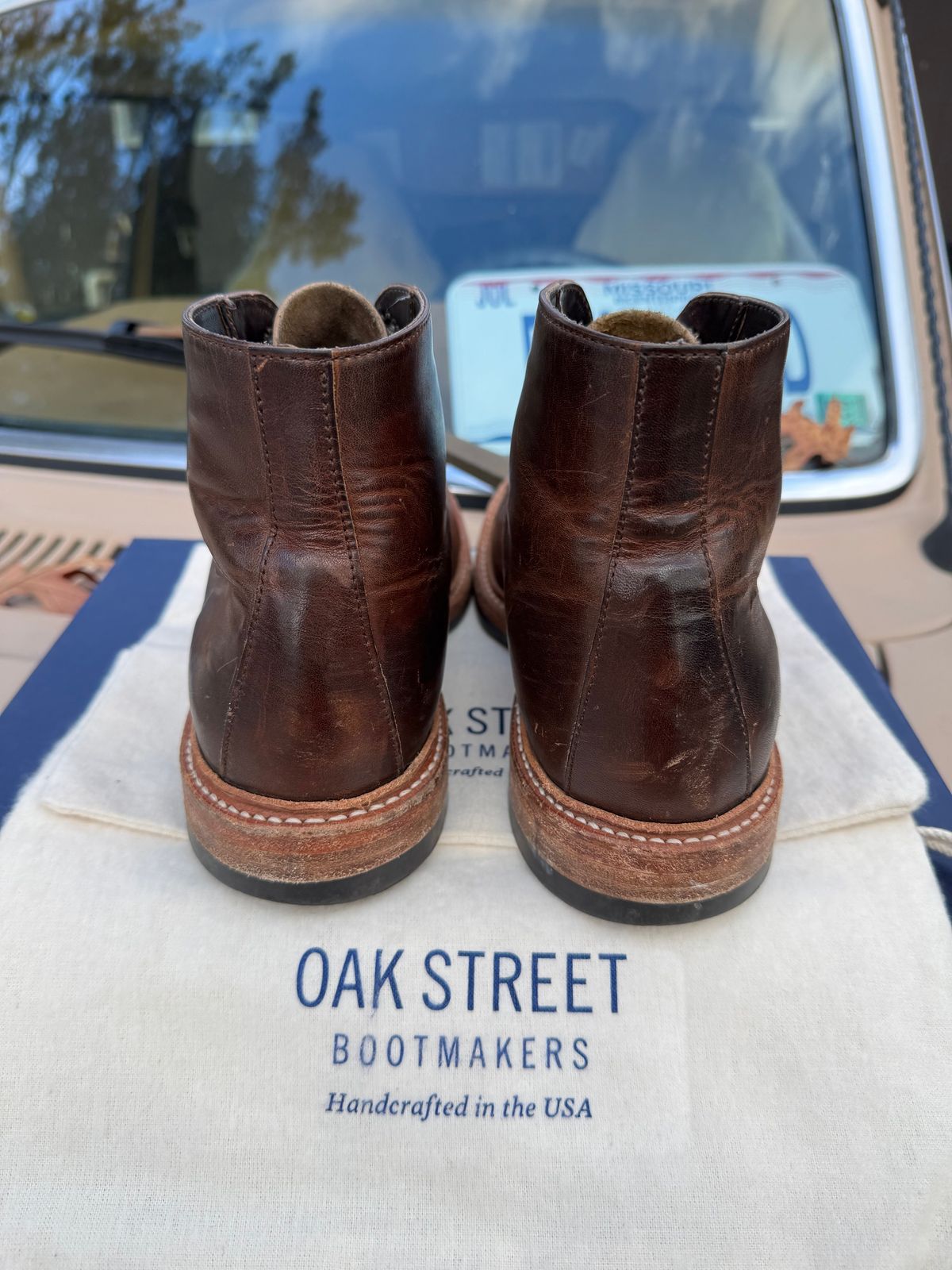 Photo by missouridenimdad on December 1, 2024 of the Oak Street Bootmakers Lakeshore Boot in Horween Brown Nut Dublin.