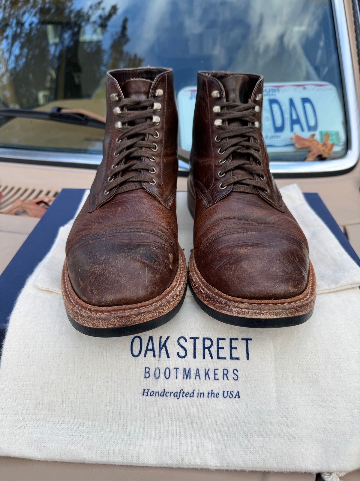 Photo by missouridenimdad on December 1, 2024 of the Oak Street Bootmakers Lakeshore Boot in Horween Brown Nut Dublin.