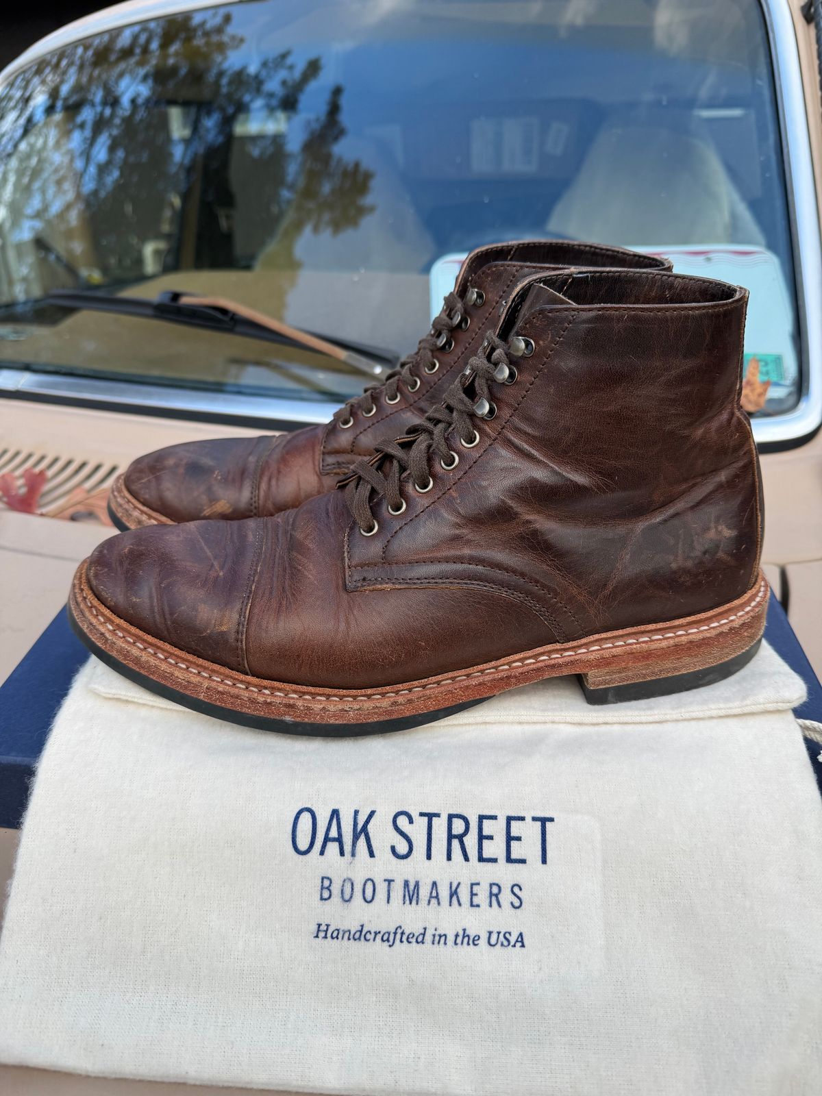 Photo by missouridenimdad on December 1, 2024 of the Oak Street Bootmakers Lakeshore Boot in Horween Brown Nut Dublin.