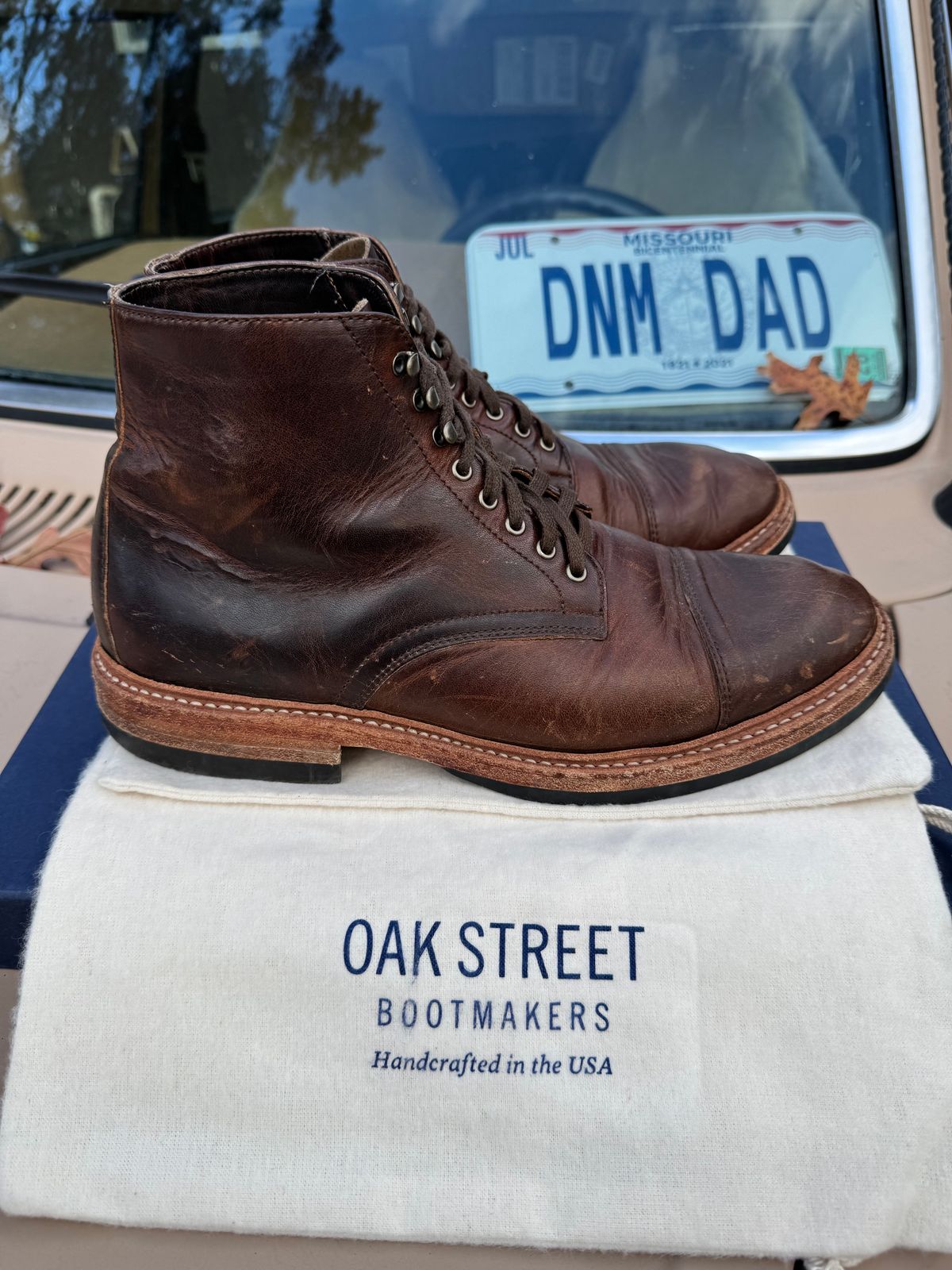 Photo by missouridenimdad on December 1, 2024 of the Oak Street Bootmakers Lakeshore Boot in Horween Brown Nut Dublin.