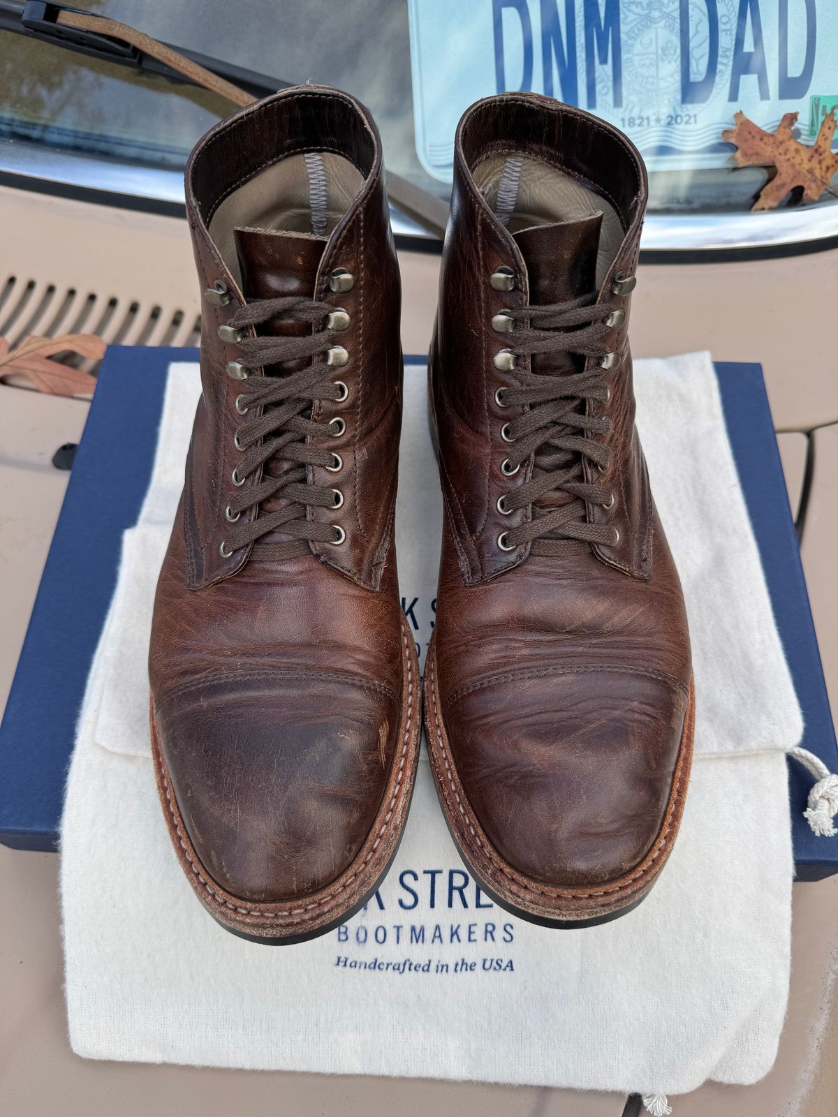 Photo by missouridenimdad on December 1, 2024 of the Oak Street Bootmakers Lakeshore Boot in Horween Brown Nut Dublin.