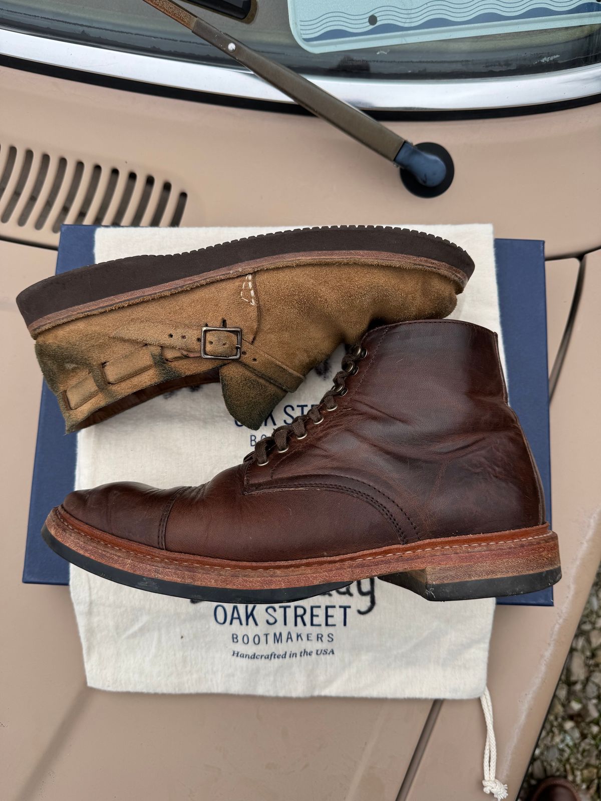 Photo by missouridenimdad on January 2, 2025 of the Oak Street Bootmakers Lakeshore Boot in Horween Brown Nut Dublin.