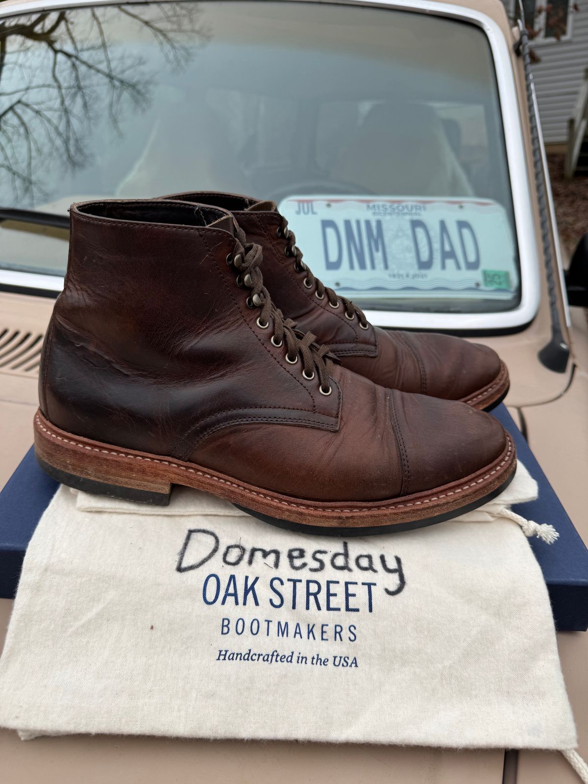 Photo by missouridenimdad on January 2, 2025 of the Oak Street Bootmakers Lakeshore Boot in Horween Brown Nut Dublin.