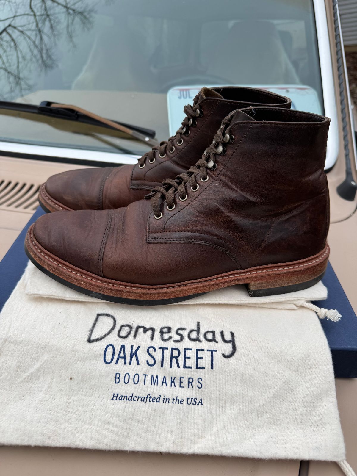 Photo by missouridenimdad on January 2, 2025 of the Oak Street Bootmakers Lakeshore Boot in Horween Brown Nut Dublin.