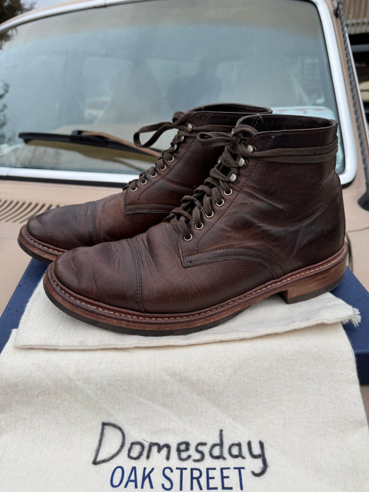 Photo by missouridenimdad on January 31, 2025 of the Oak Street Bootmakers Lakeshore Boot in Horween Brown Nut Dublin.