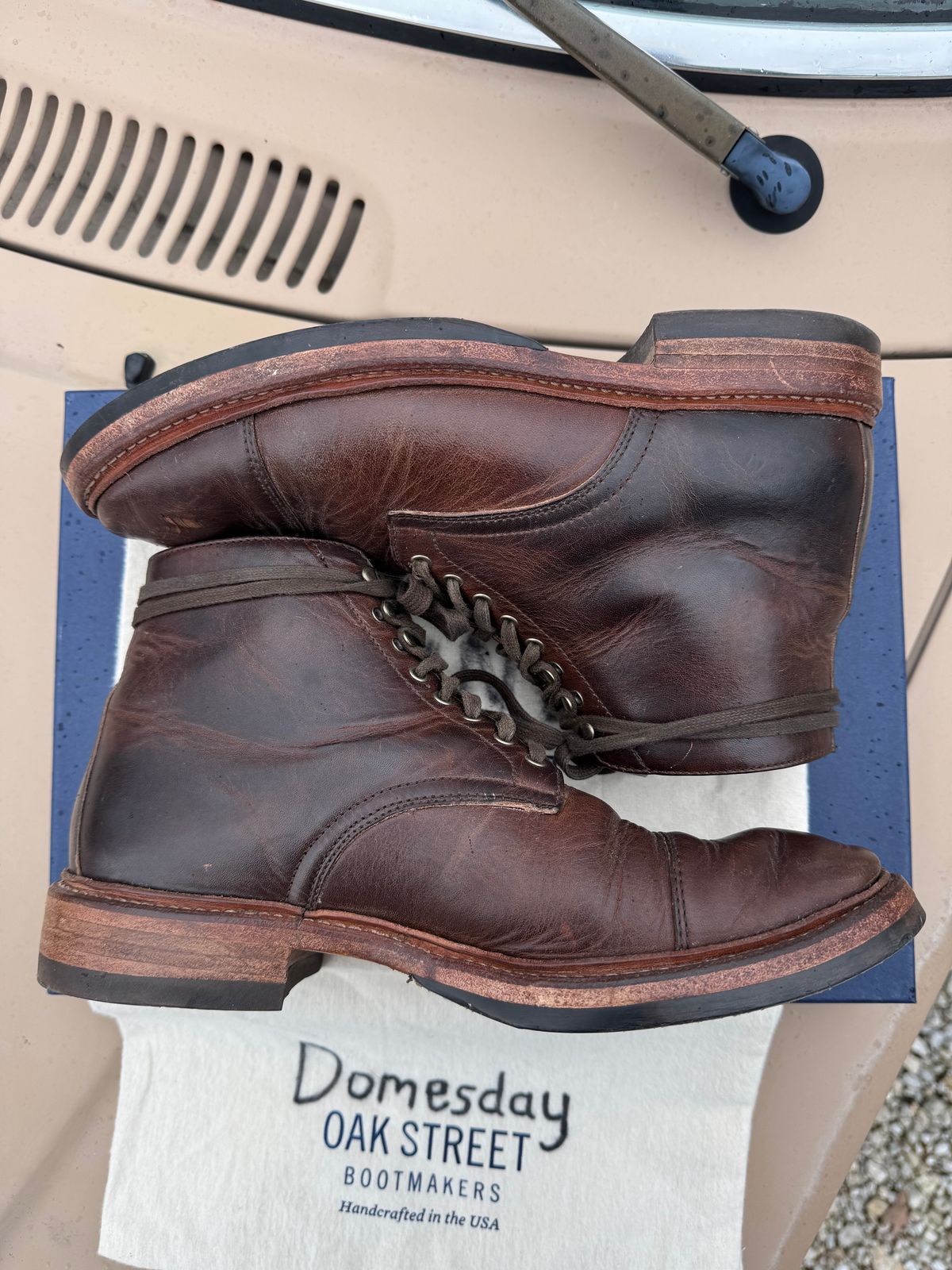 Photo by missouridenimdad on January 31, 2025 of the Oak Street Bootmakers Lakeshore Boot in Horween Brown Nut Dublin.