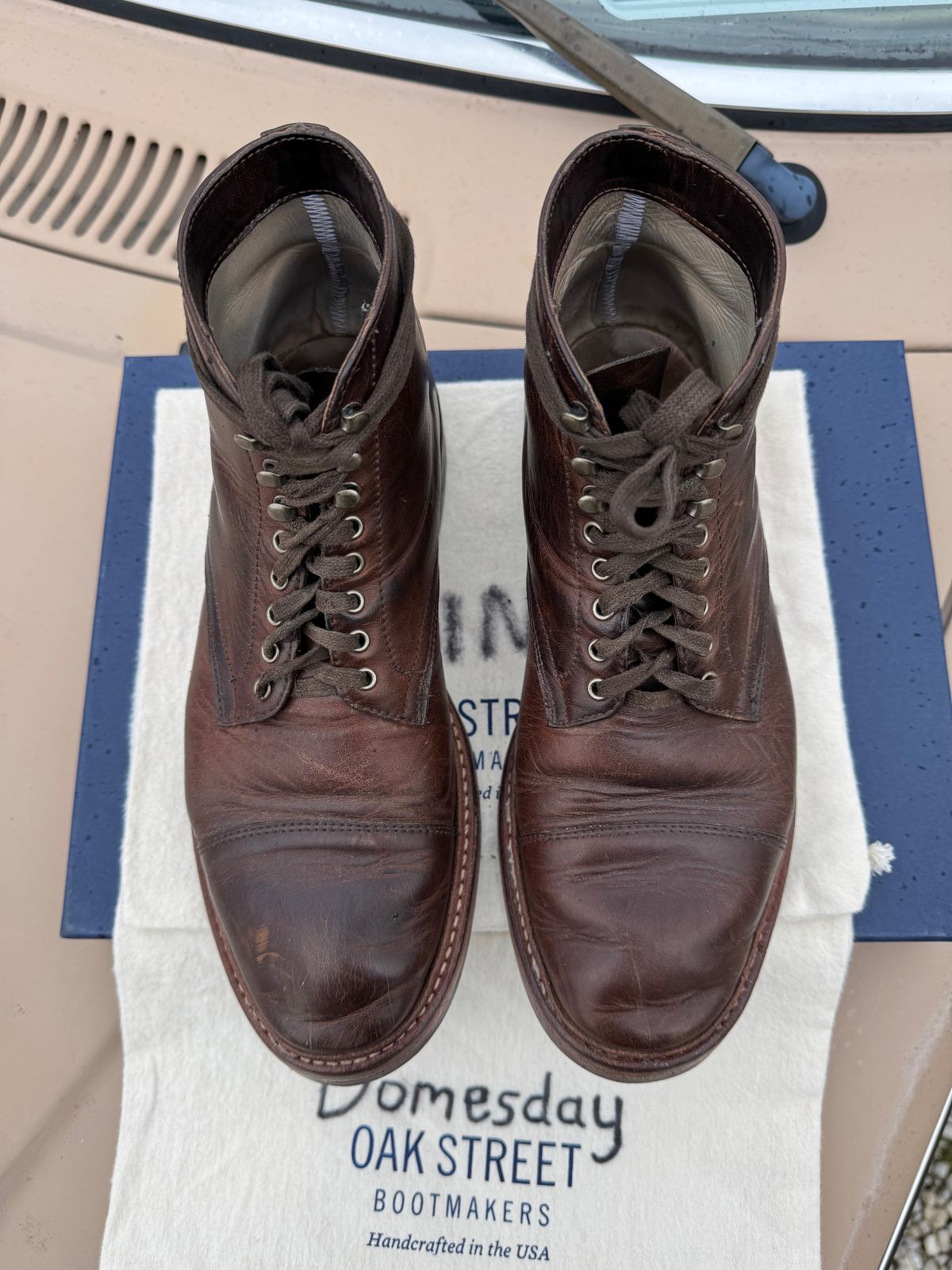 Photo by missouridenimdad on January 31, 2025 of the Oak Street Bootmakers Lakeshore Boot in Horween Brown Nut Dublin.