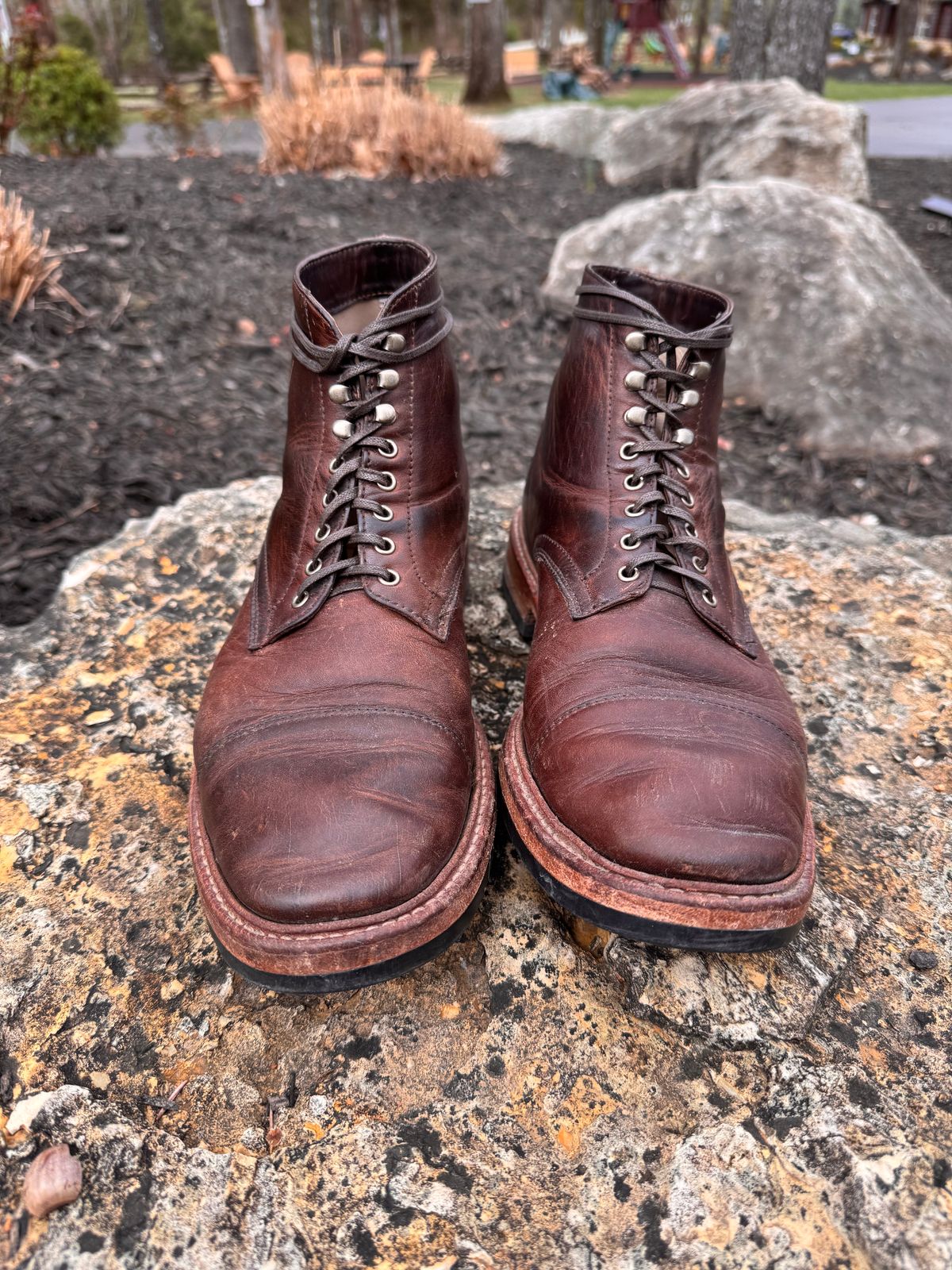 Photo by missouridenimdad on March 29, 2025 of the Oak Street Bootmakers Lakeshore Boot in Horween Brown Nut Dublin.