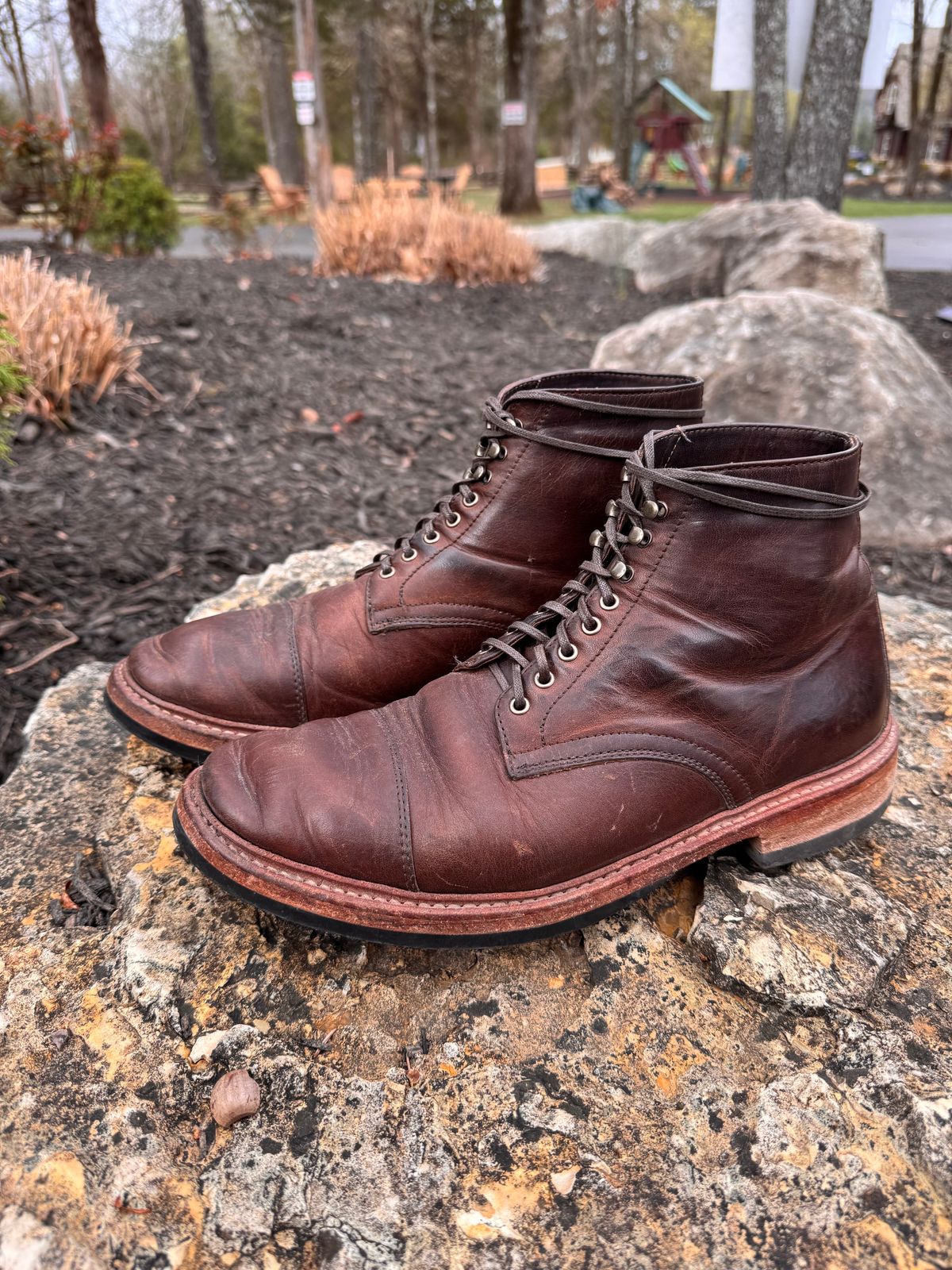 Photo by missouridenimdad on March 29, 2025 of the Oak Street Bootmakers Lakeshore Boot in Horween Brown Nut Dublin.