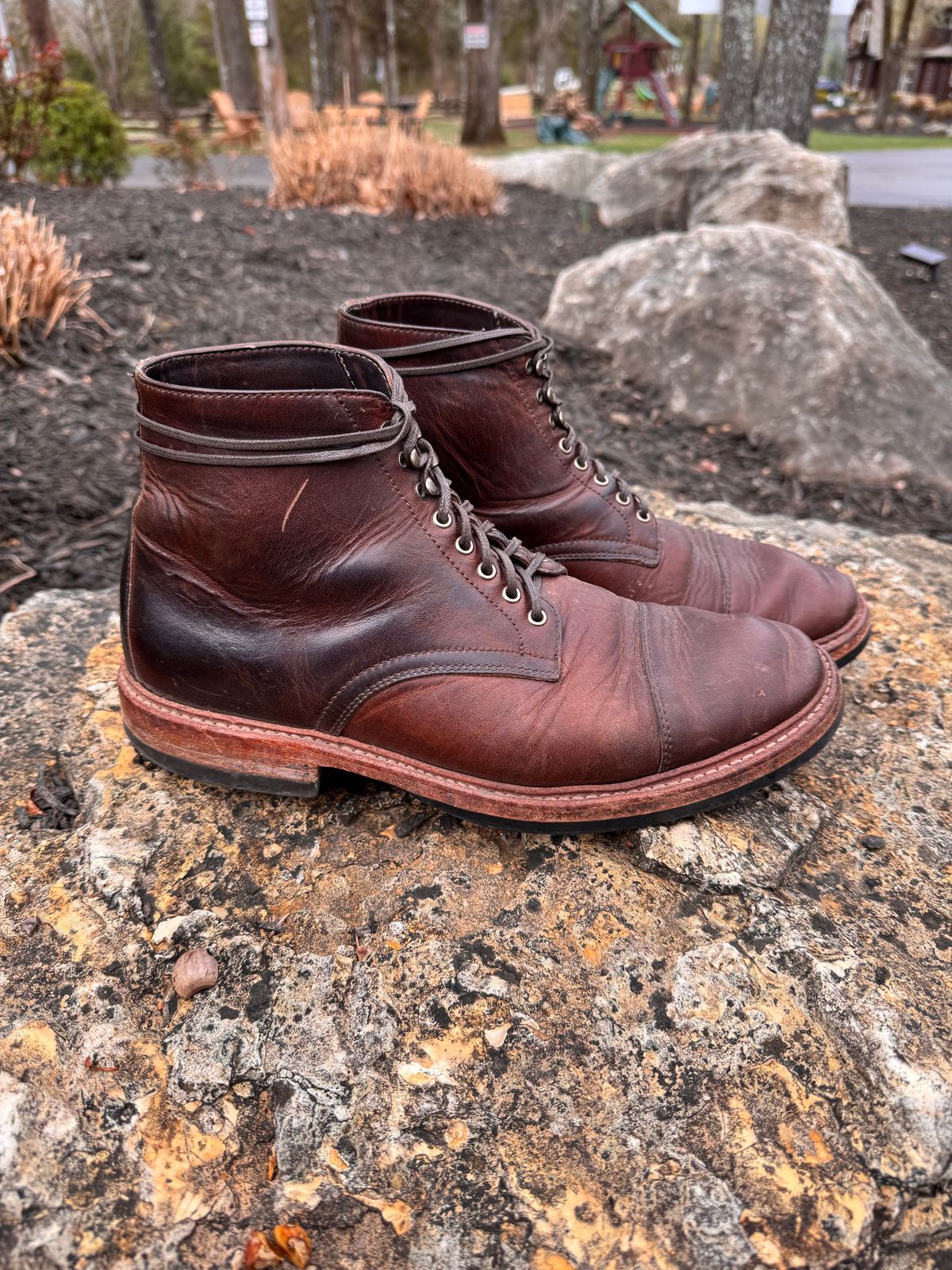 Photo by missouridenimdad on March 29, 2025 of the Oak Street Bootmakers Lakeshore Boot in Horween Brown Nut Dublin.