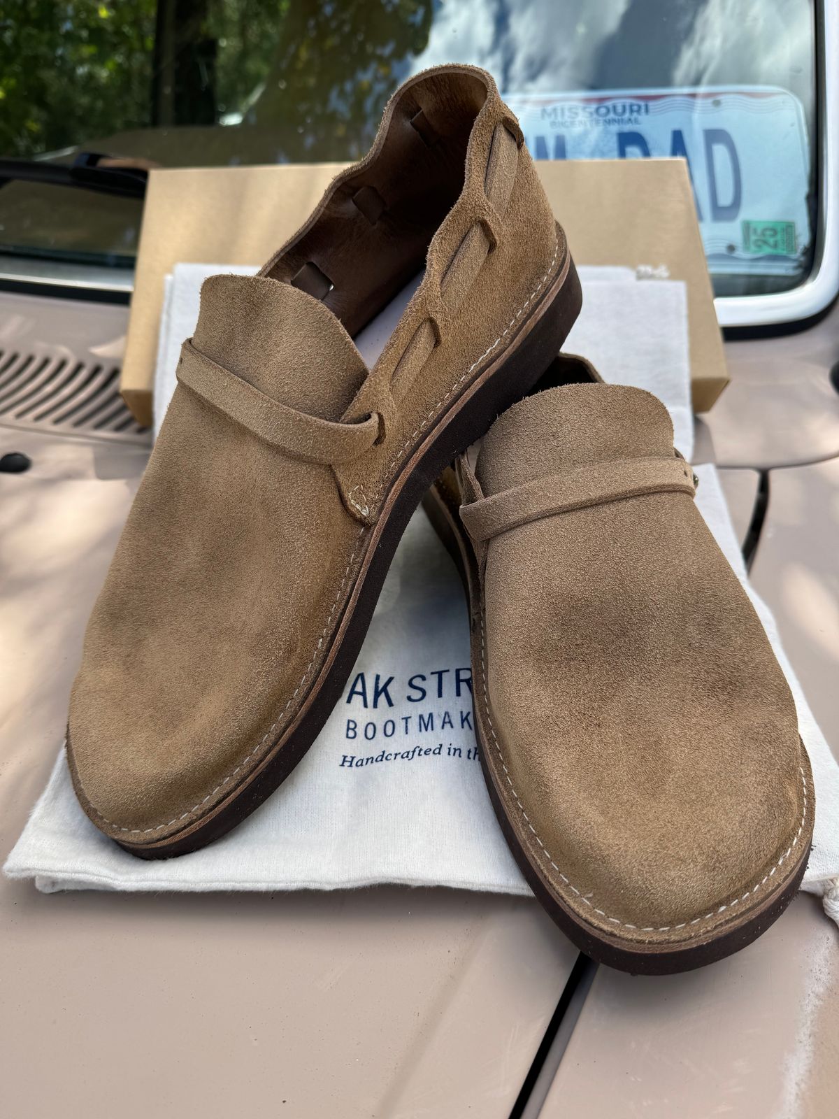 Photo by missouridenimdad on September 25, 2024 of the Oak Street Bootmakers Country Loafer in Horween Natural Chromexcel Roughout.