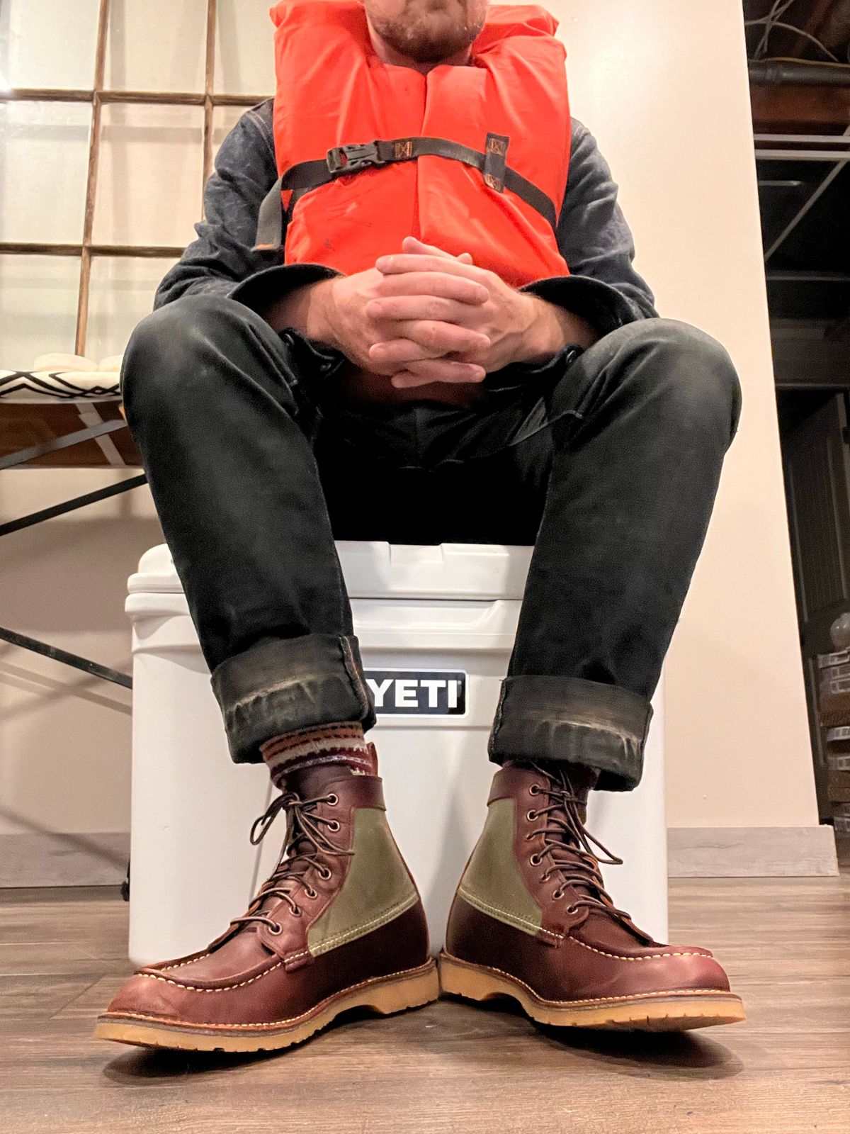 Photo by missouridenimdad on October 1, 2022 of the Red Wing Weekender Canvas Moc in Unlisted Leather.