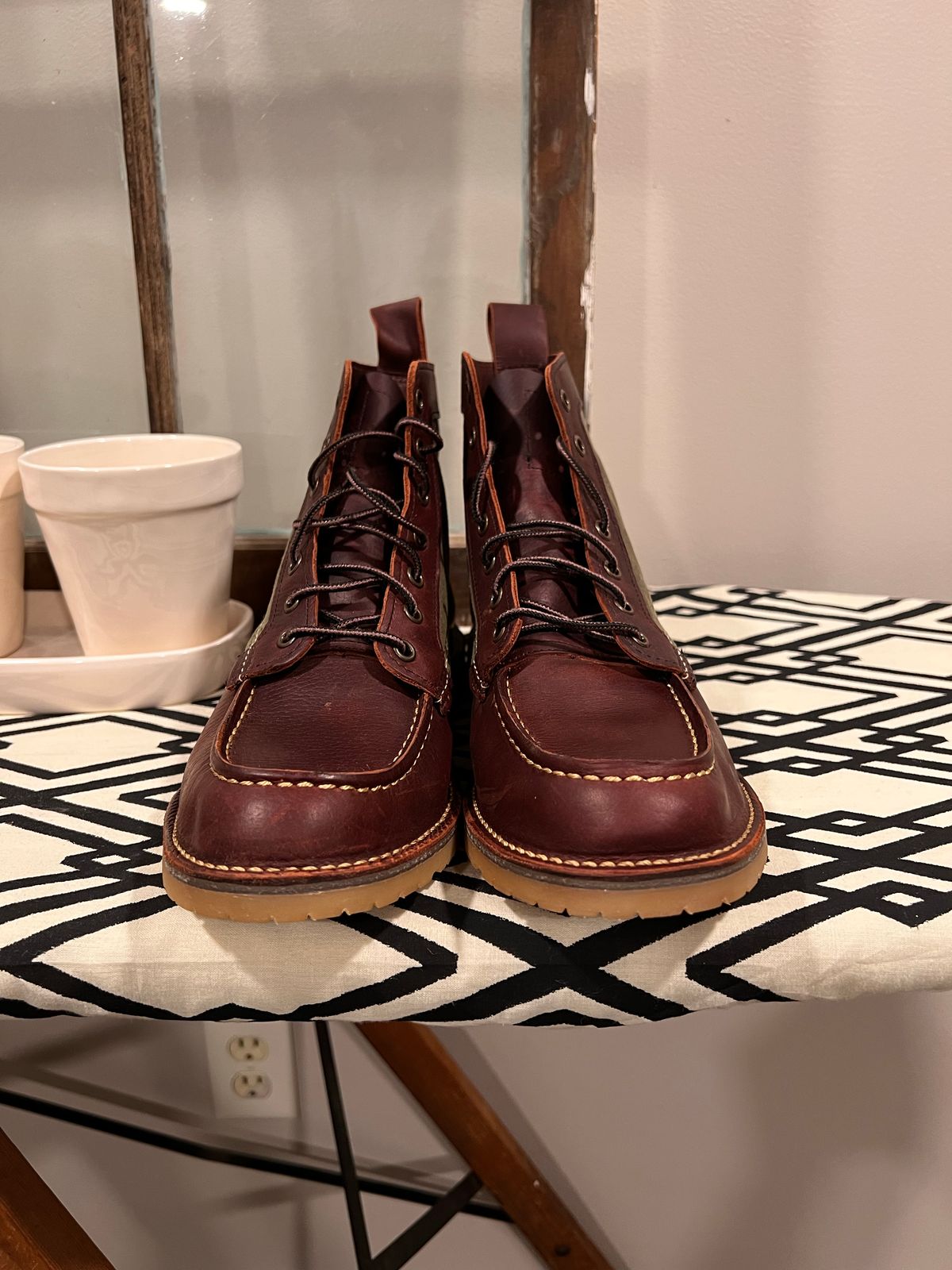 Photo by missouridenimdad on October 1, 2022 of the Red Wing Weekender Canvas Moc in Unlisted Leather.