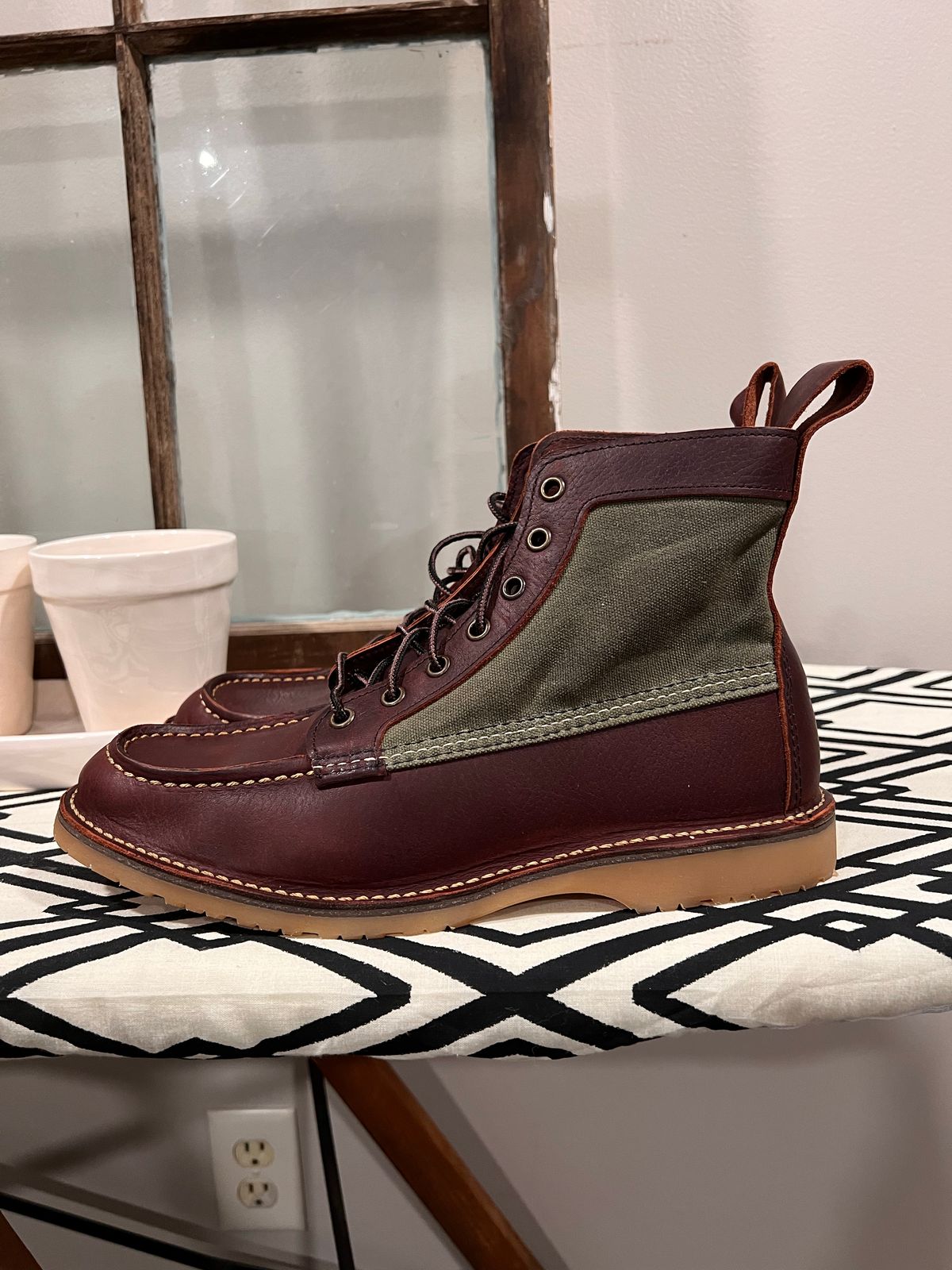 Photo by missouridenimdad on October 1, 2022 of the Red Wing Weekender Canvas Moc in Unlisted Leather.