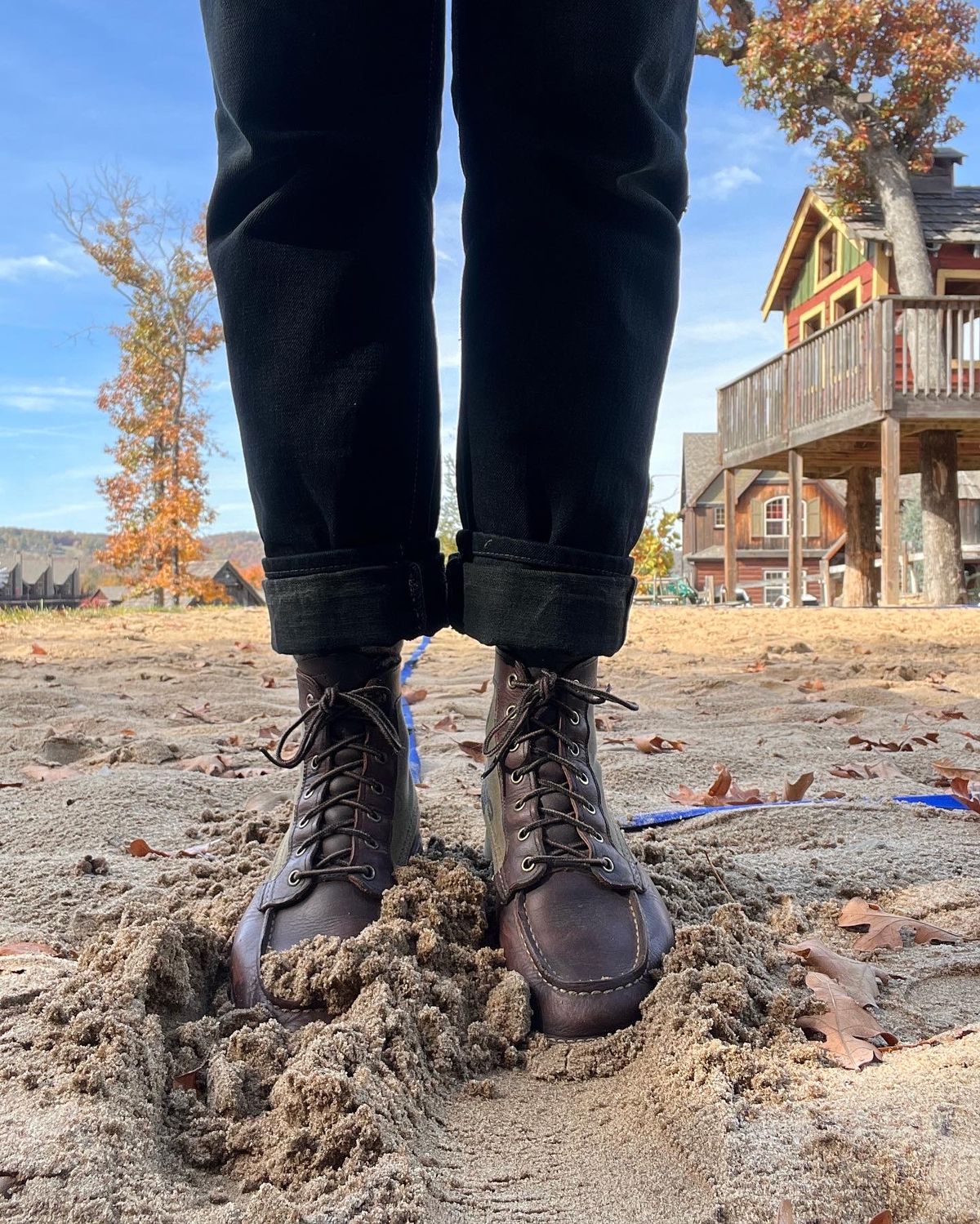 Photo by missouridenimdad on November 1, 2022 of the Red Wing Weekender Canvas Moc in Unlisted Leather.