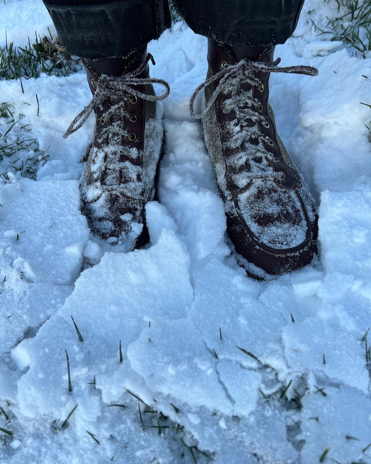 Photo by missouridenimdad on January 1, 2023 of the Red Wing Weekender Canvas Moc in Unlisted Leather.