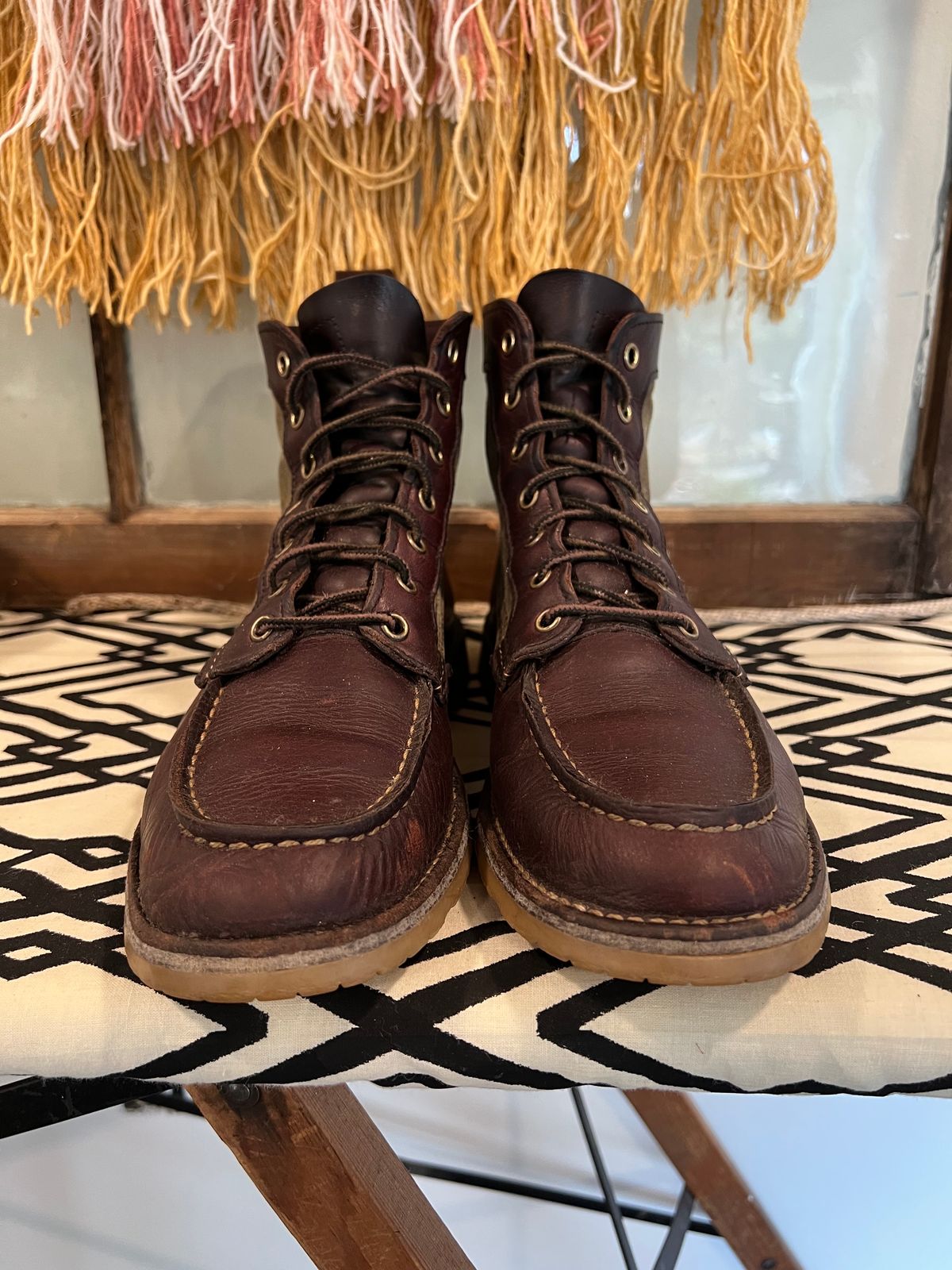 Photo by missouridenimdad on January 1, 2023 of the Red Wing Weekender Canvas Moc in Unlisted Leather.