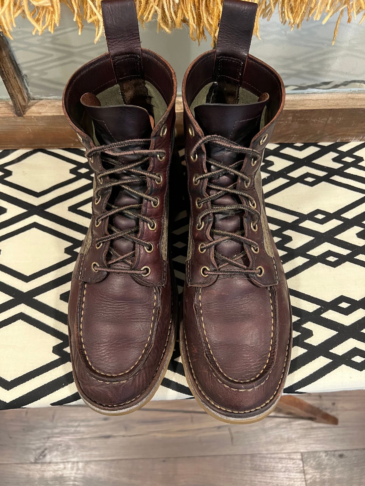 Photo by missouridenimdad on February 1, 2023 of the Red Wing Weekender Canvas Moc in Unlisted Leather.