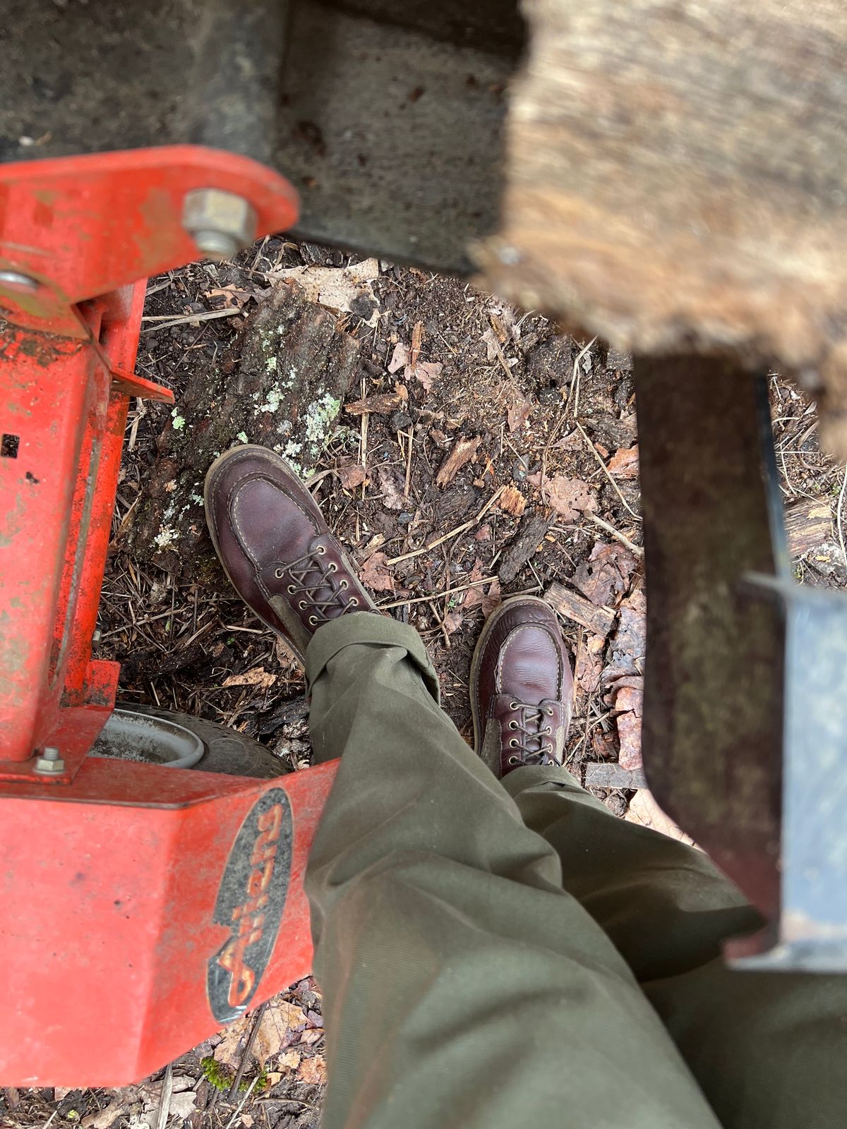 Photo by missouridenimdad on April 3, 2023 of the Red Wing Weekender Canvas Moc in Unlisted Leather.