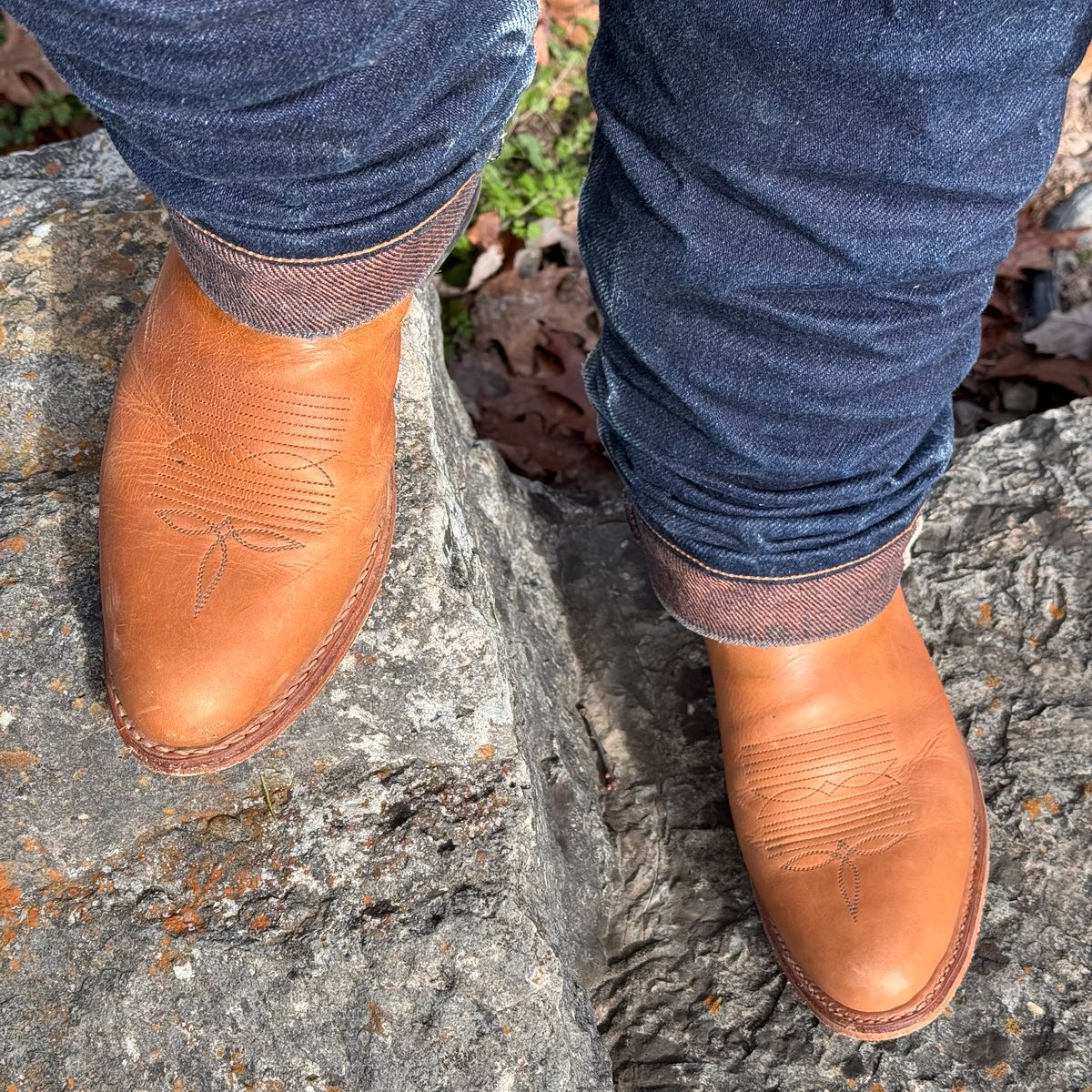 Photo by missouridenimdad on November 27, 2025 of the Pearl Boot Company Mens Roper Heel in Horween Natural Derby.