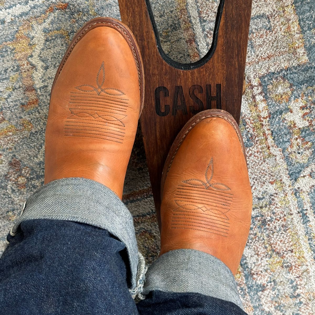 Photo by missouridenimdad on April 7, 2026 of the Pearl Boot Company Mens Roper Heel in Horween Natural Derby.