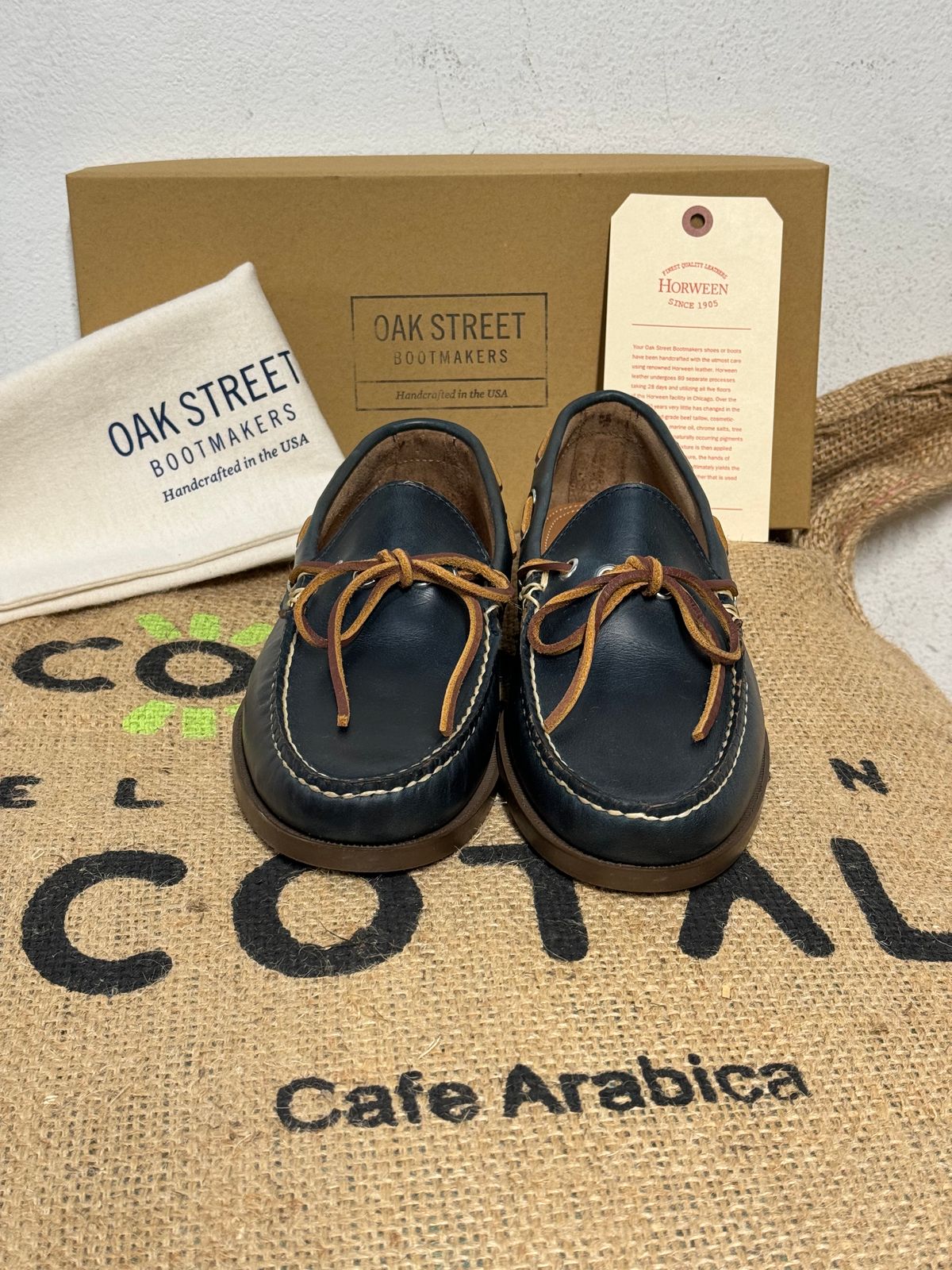 Photo by missouridenimdad on May 31, 2024 of the Oak Street Bootmakers Camp Moc in Horween Navy Chromexcel.