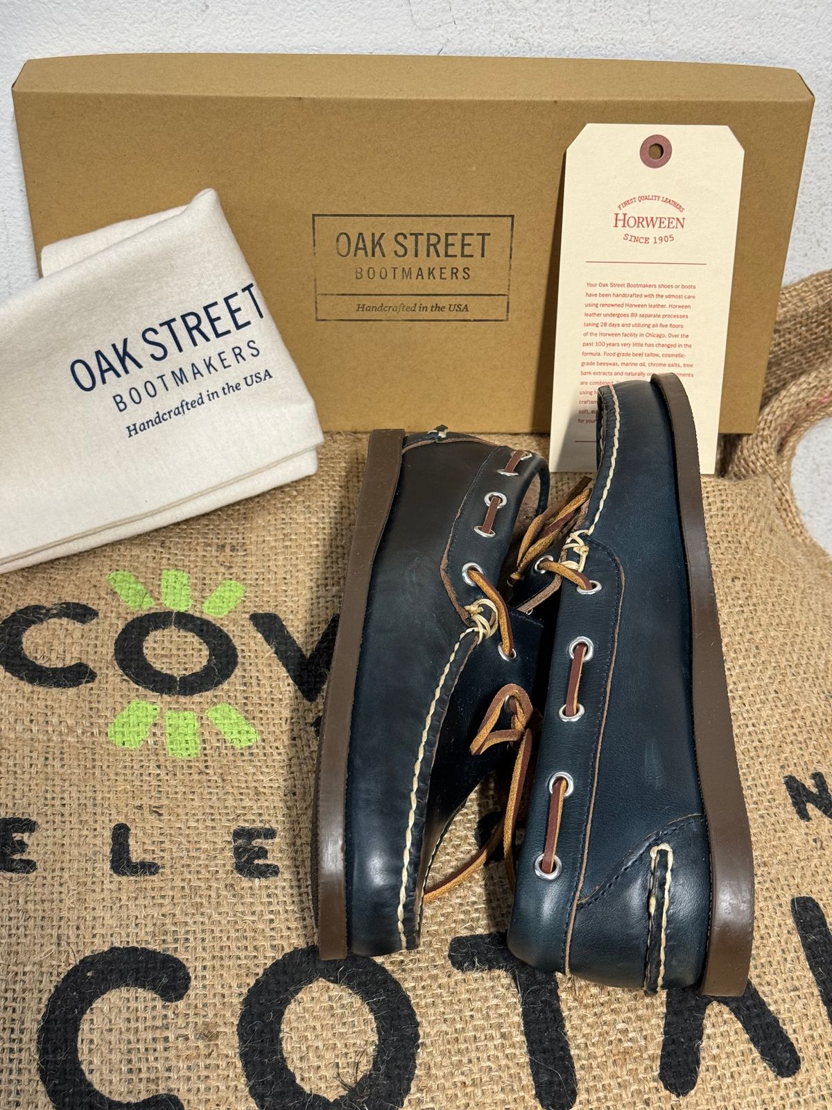 Photo by missouridenimdad on May 31, 2024 of the Oak Street Bootmakers Camp Moc in Horween Navy Chromexcel.