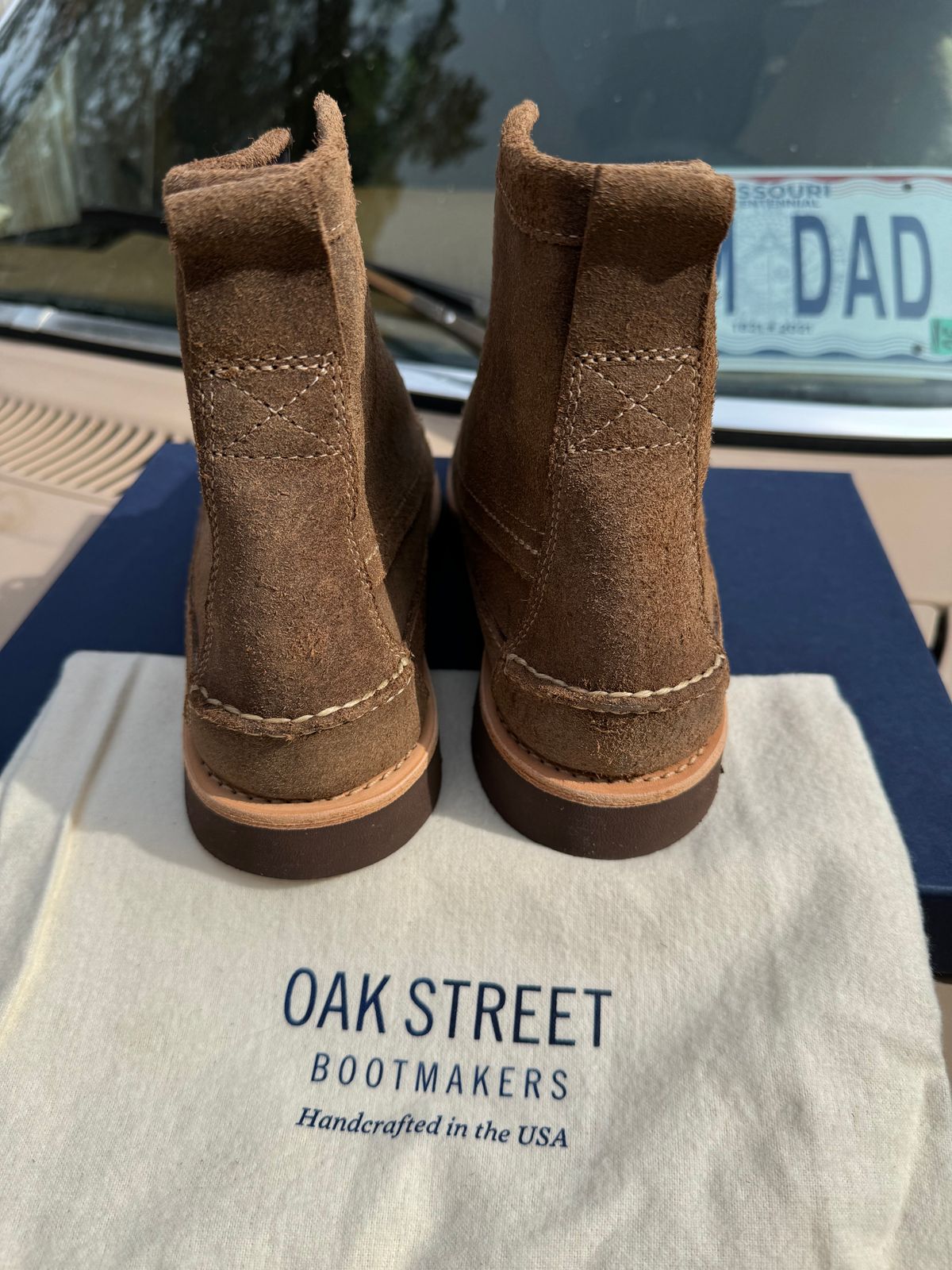 Photo by missouridenimdad on October 28, 2024 of the Oak Street Bootmakers Camp Boot in Horween Natural Chromexcel Reverse.