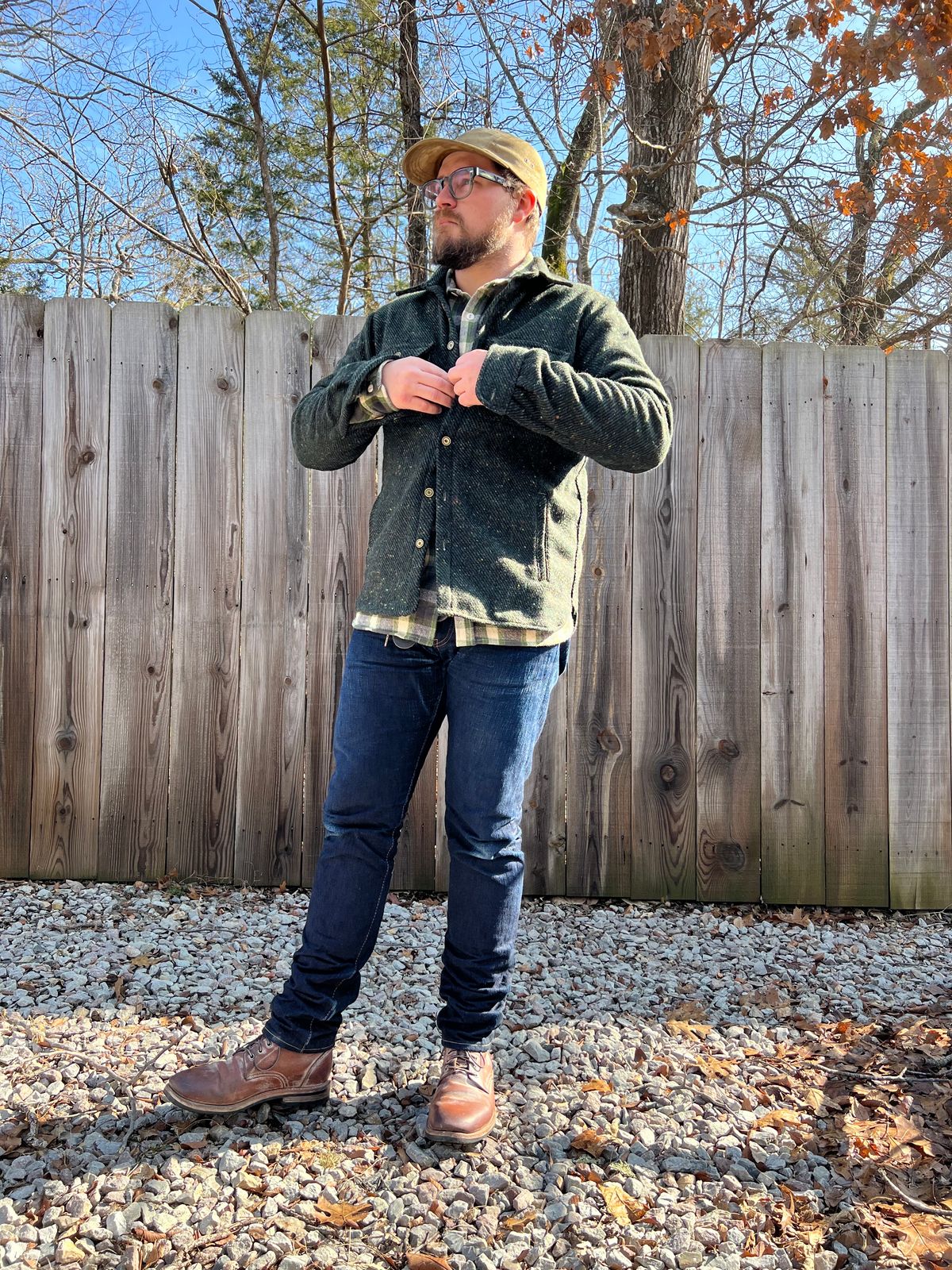 Photo by missouridenimdad on February 1, 2024 of the Oak Street Bootmakers Trench Boot in Volpi Whitewash Overdye Abetone.