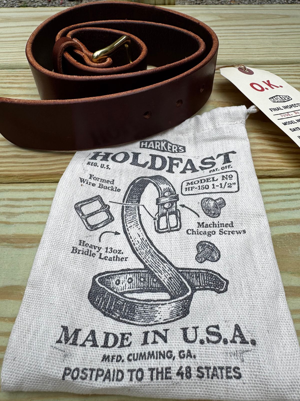 Photo by missouridenimdad on April 16, 2026 of the Harker Leatherworks Holdfast Belt in RJF Walnut Bridal.