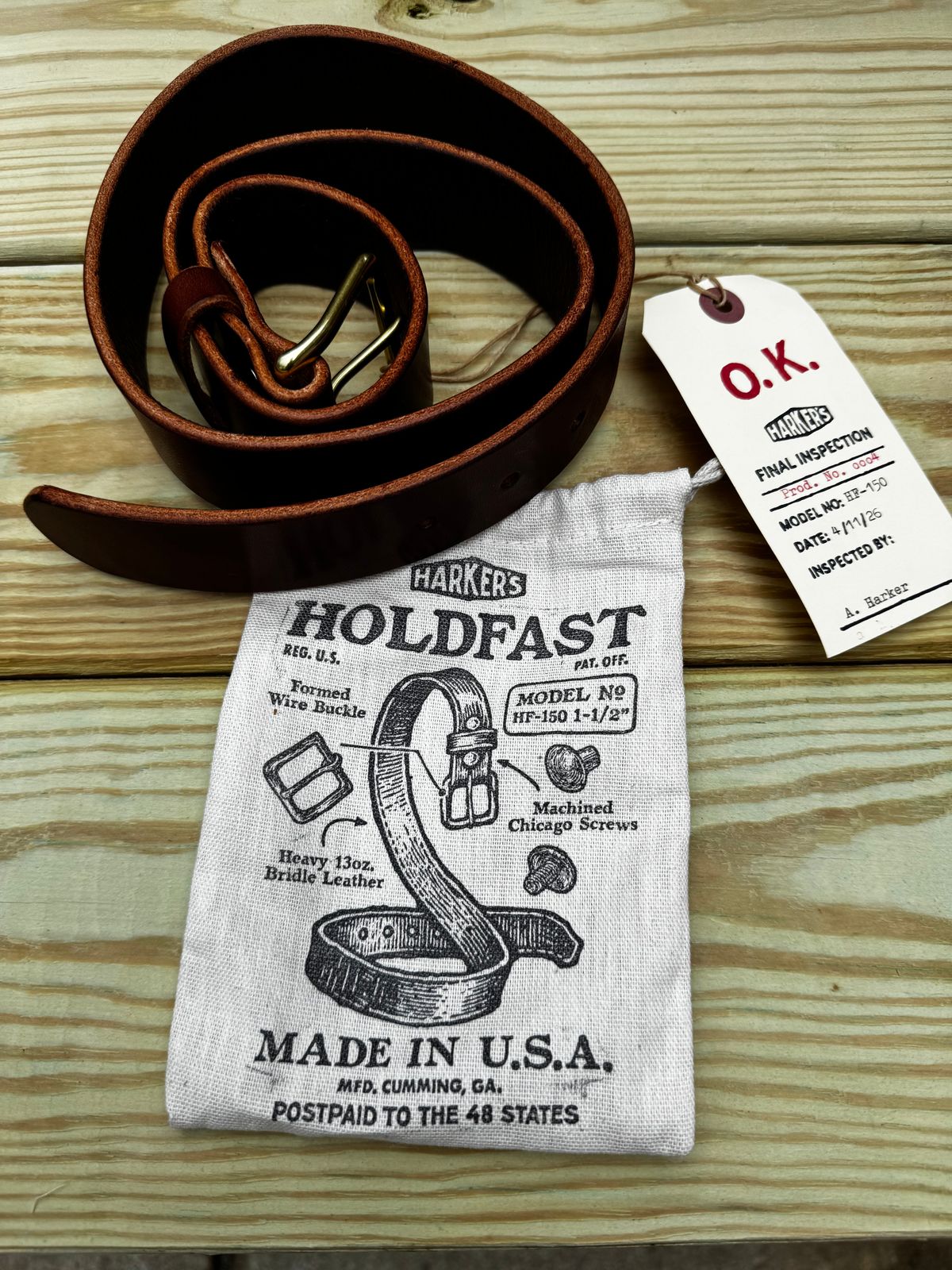 Photo by missouridenimdad on April 16, 2026 of the Harker Leatherworks Holdfast Belt in RJF Walnut Bridal.