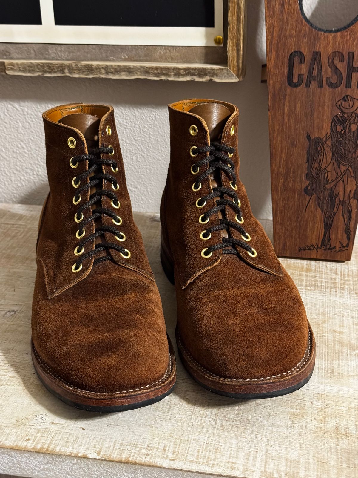 Photo by missouridenimdad on April 22, 2026 of the New River Boot BARKSDALE in Horween Austin Roughout.